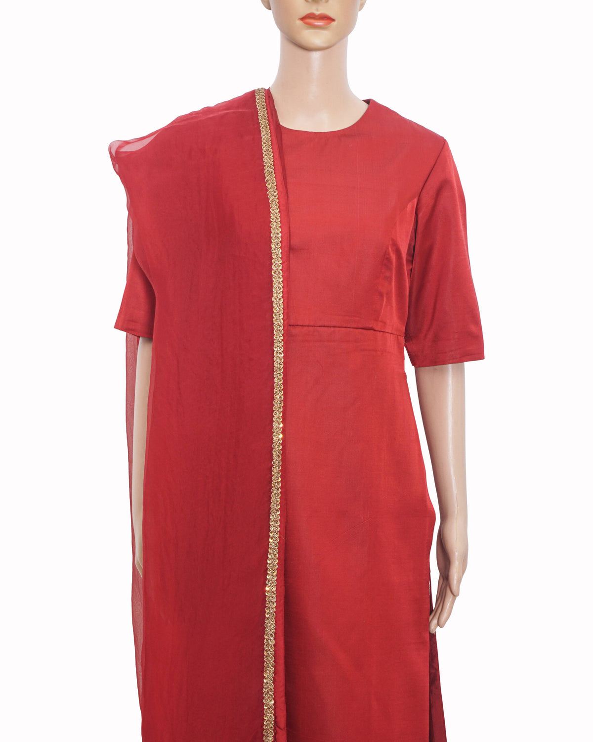 Raw Mango by Sanjay Garg Crimson Red & Gold Brocade Tunic Set