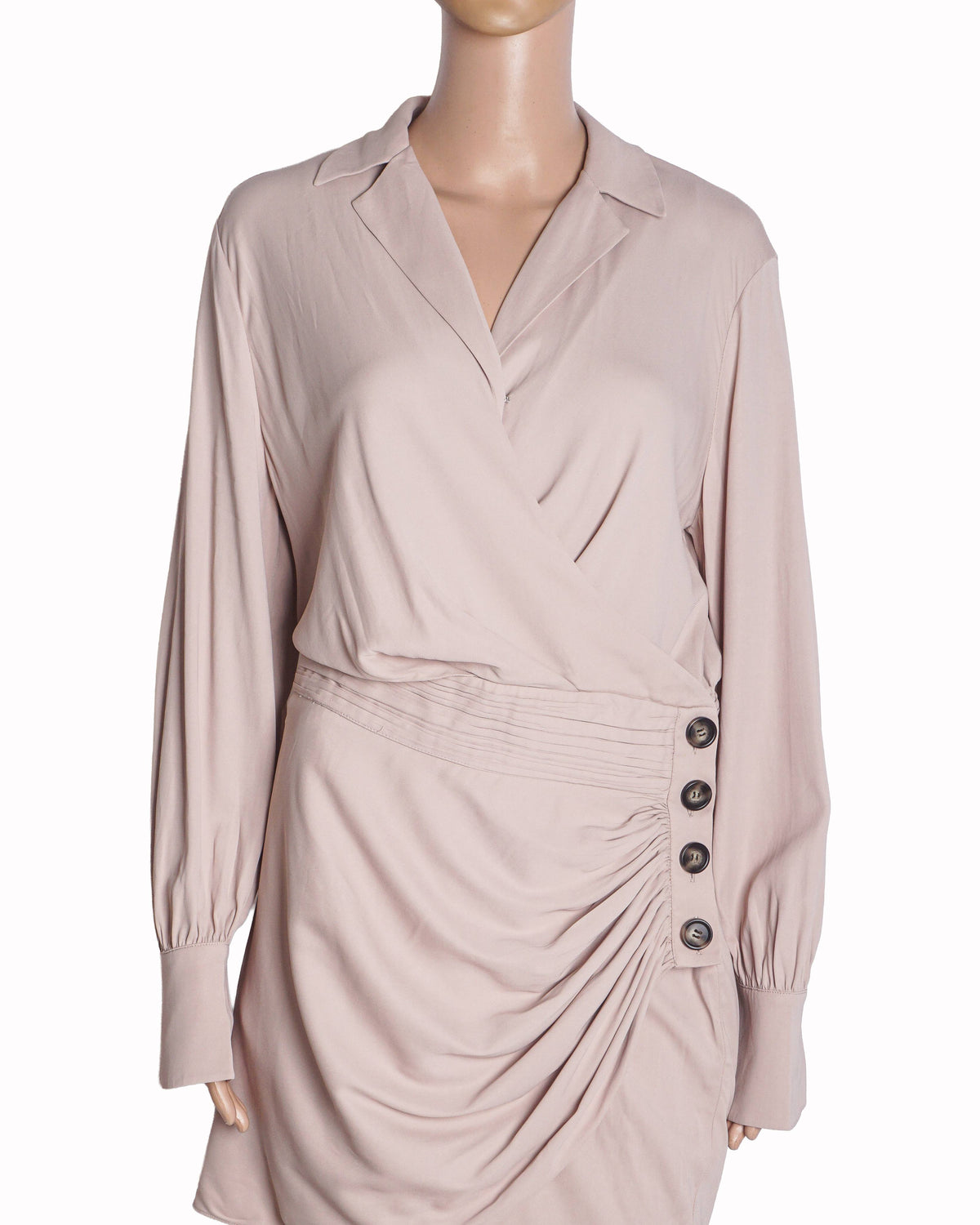 Self-Portrait Blush Pink Wrap Mini Dress With Notched Lapel