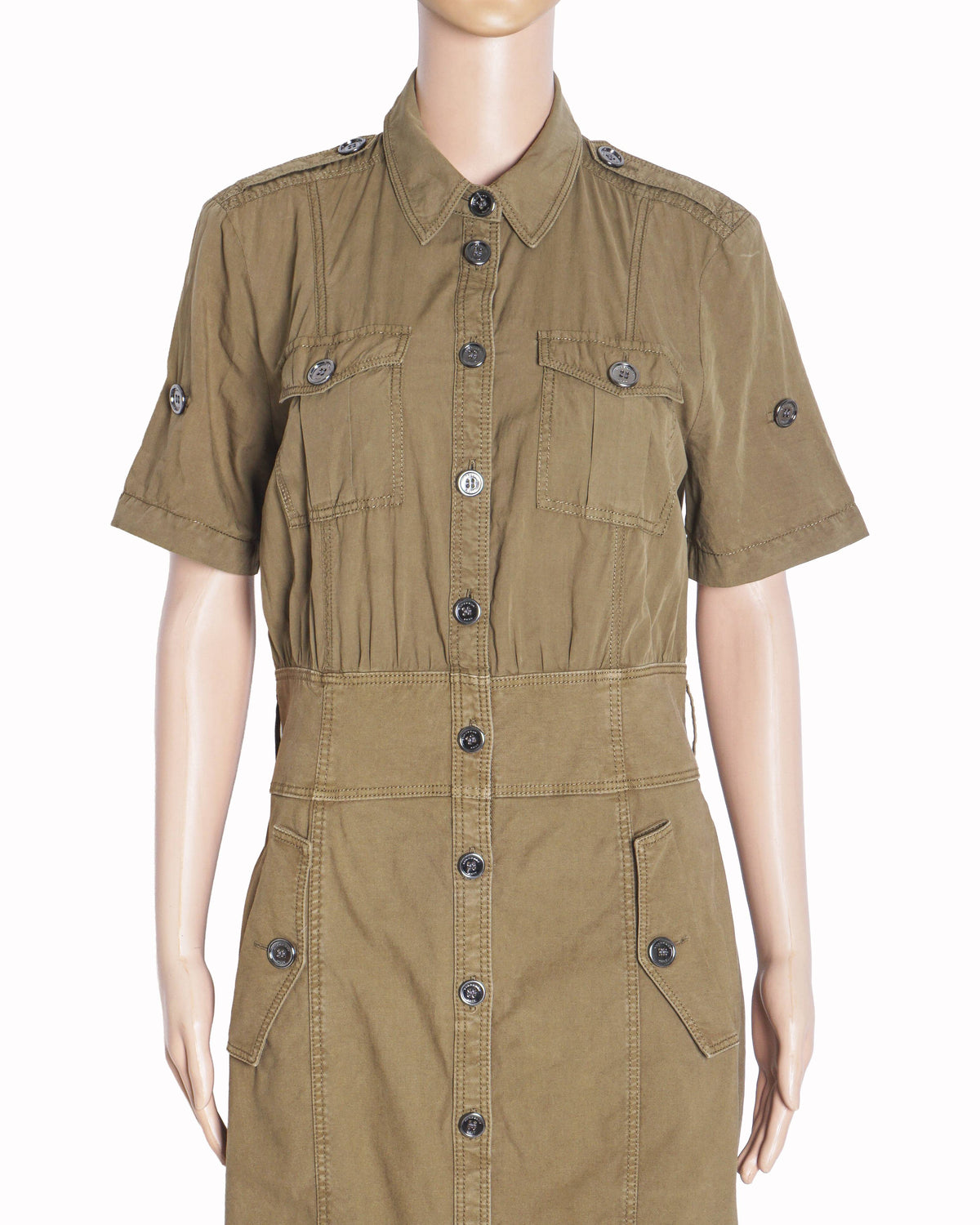 Burberry Brit Khaki Cotton Safari Mini Dress