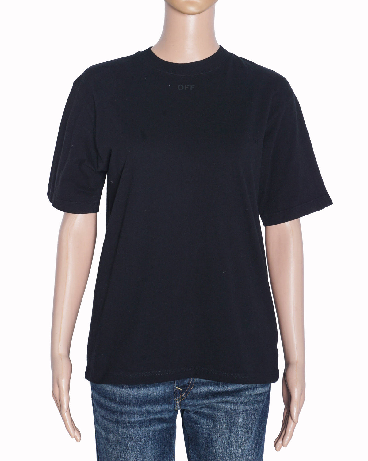 Off-White Black Cotton T-Shirt with Back Arrows Patch