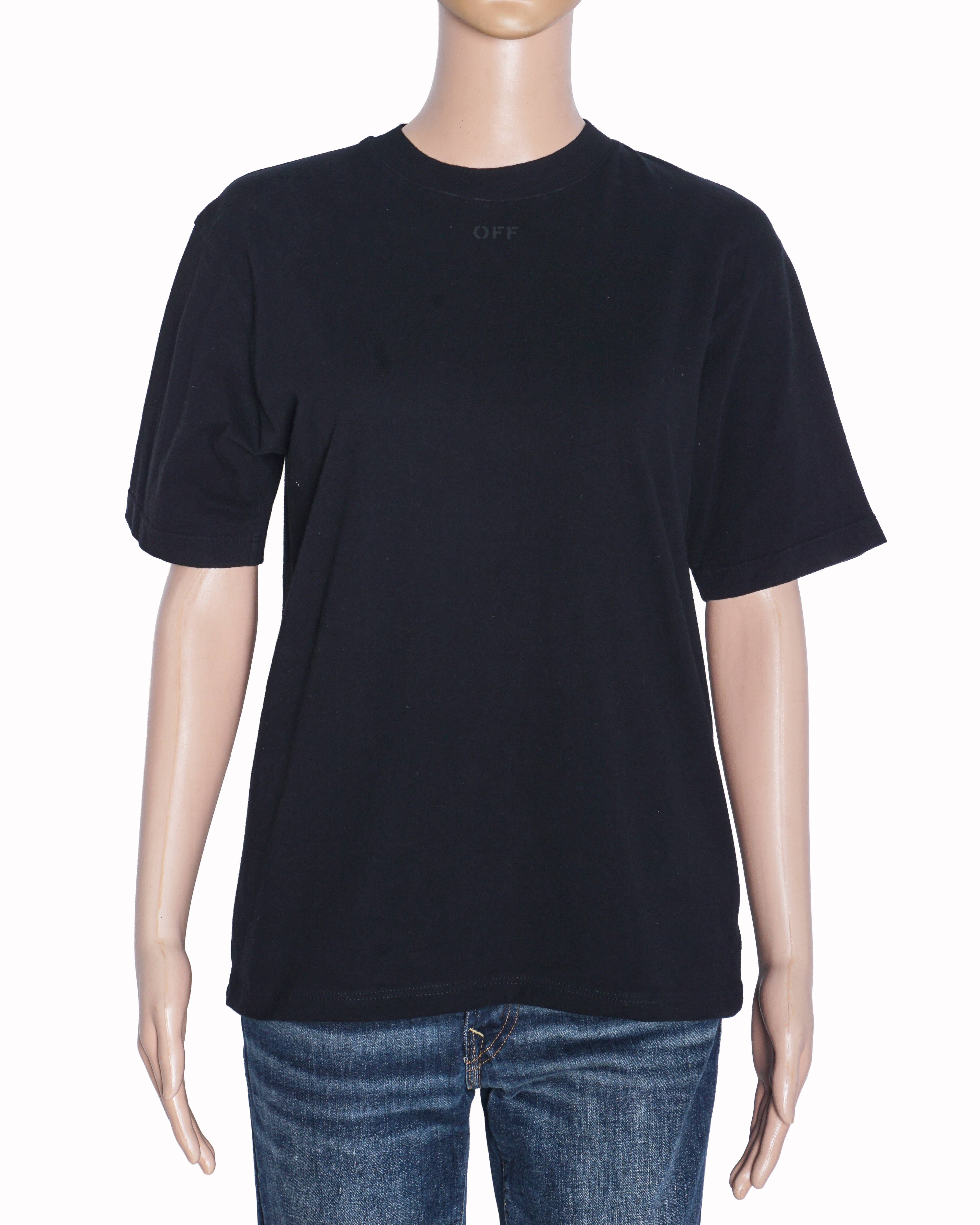 Off-White Black Cotton T-Shirt with Back Arrows Patch