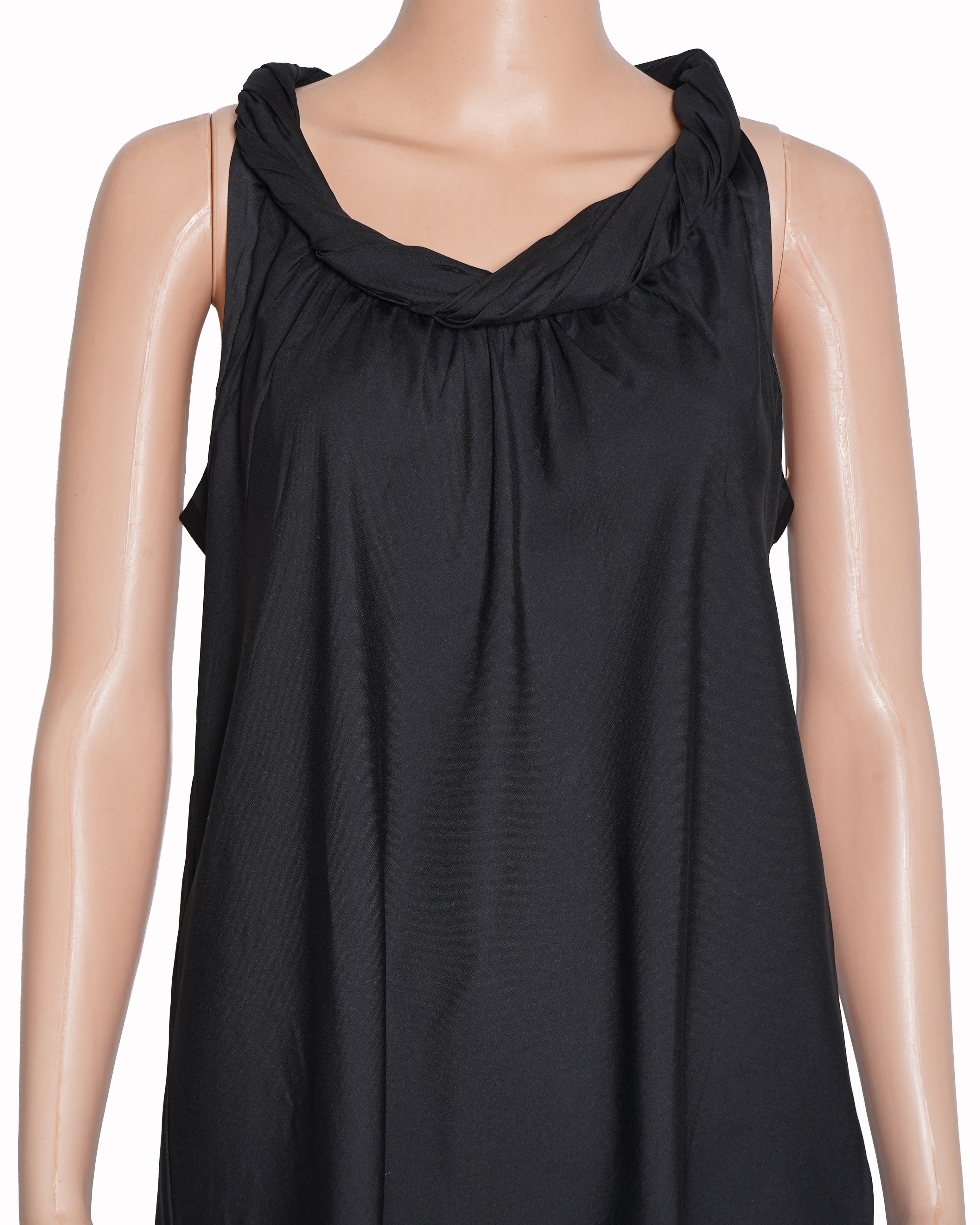 DKNY Black Sleeveless Twisted High-Neck Top