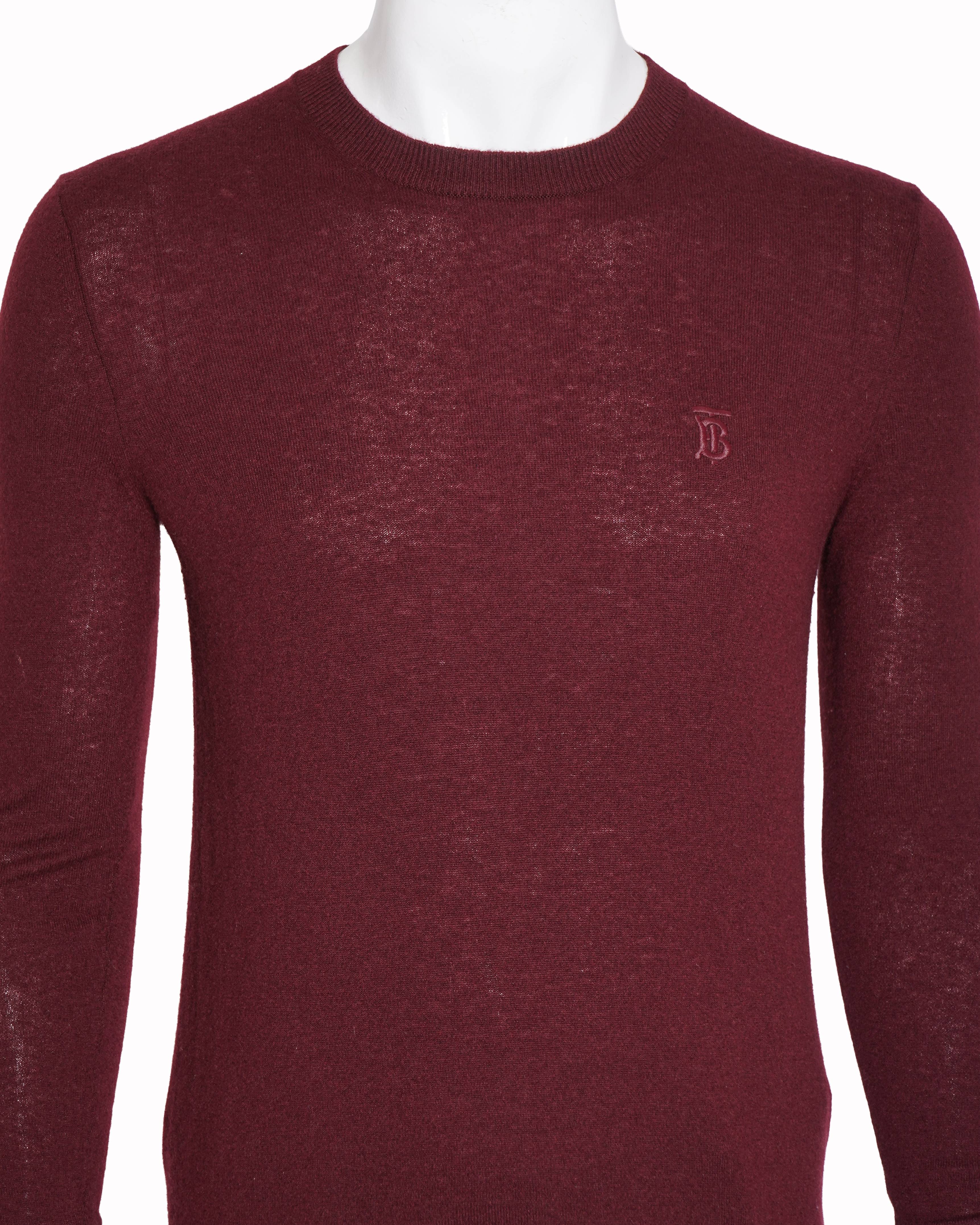 Burberry Cashmere Sweater In Maroon