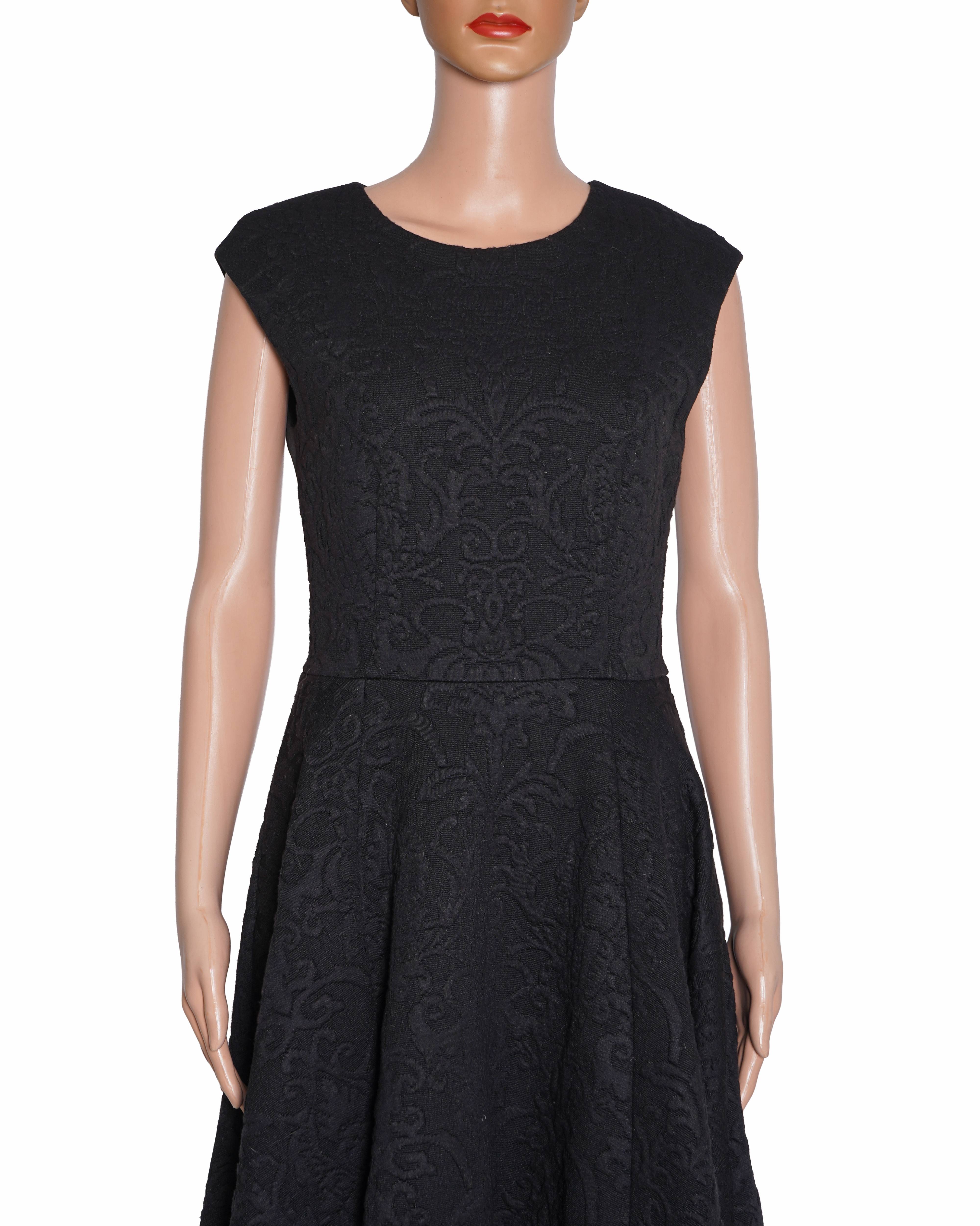 Ted Baker Black Floral Jacquard Sleeveless Fit-and-Flare Dress