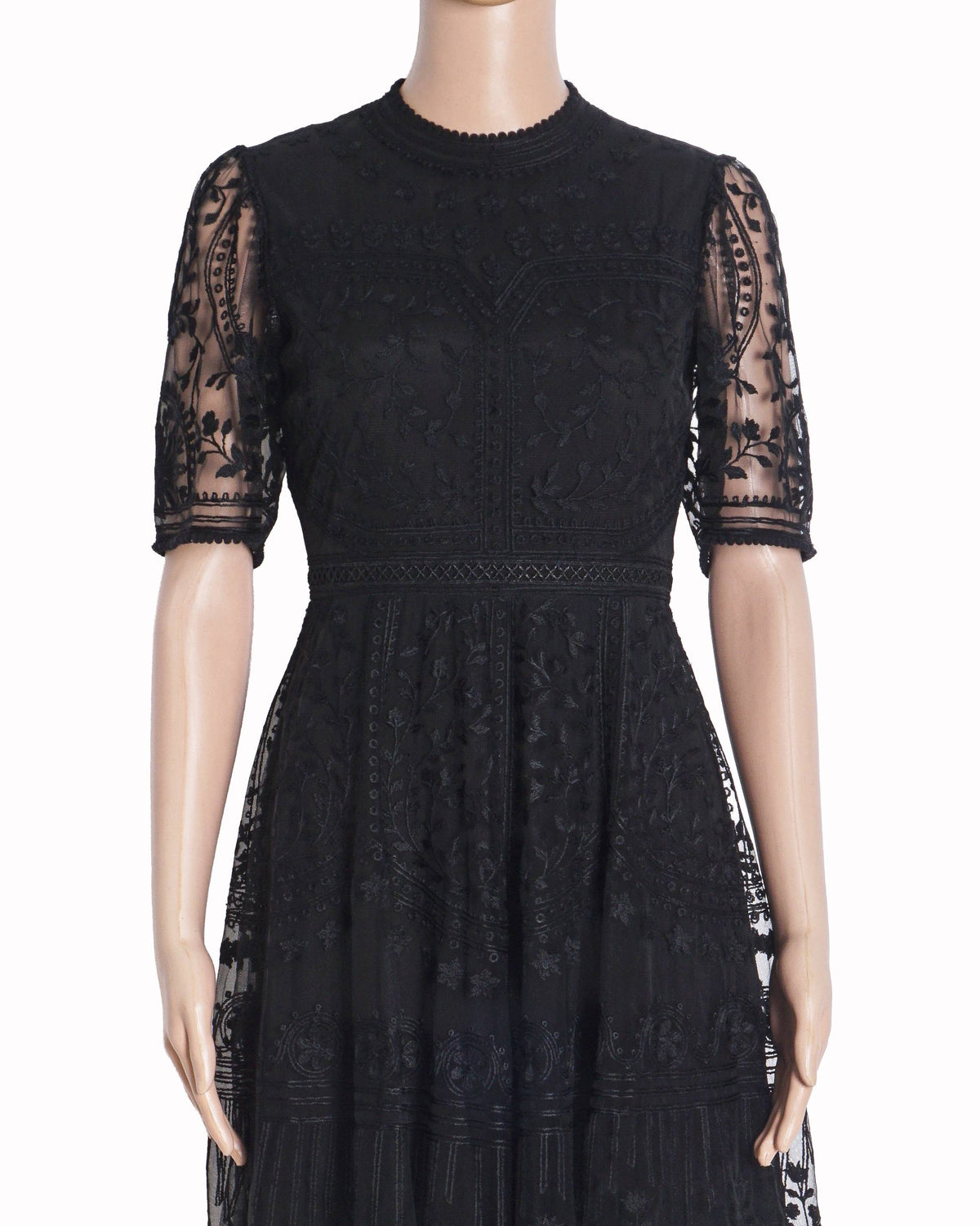 Falguni Shane Peacock Black Lace Dress