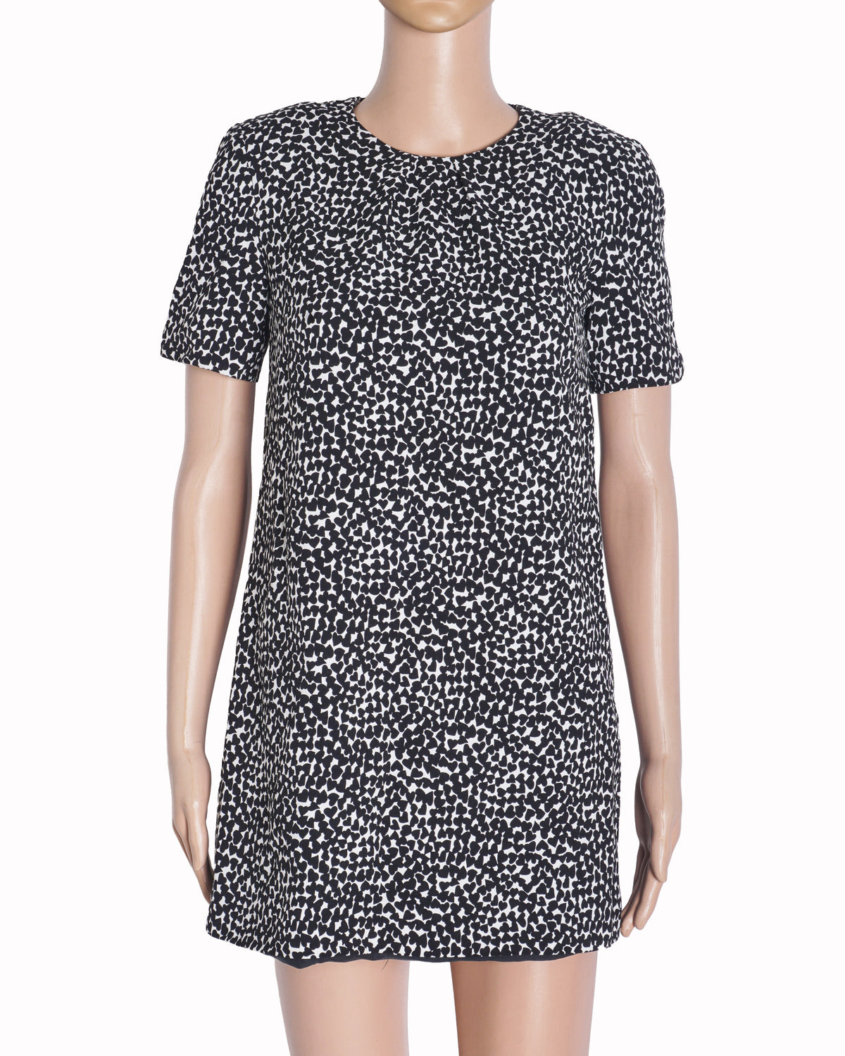 Saint Laurent Black & White Heart Print Mini Dress