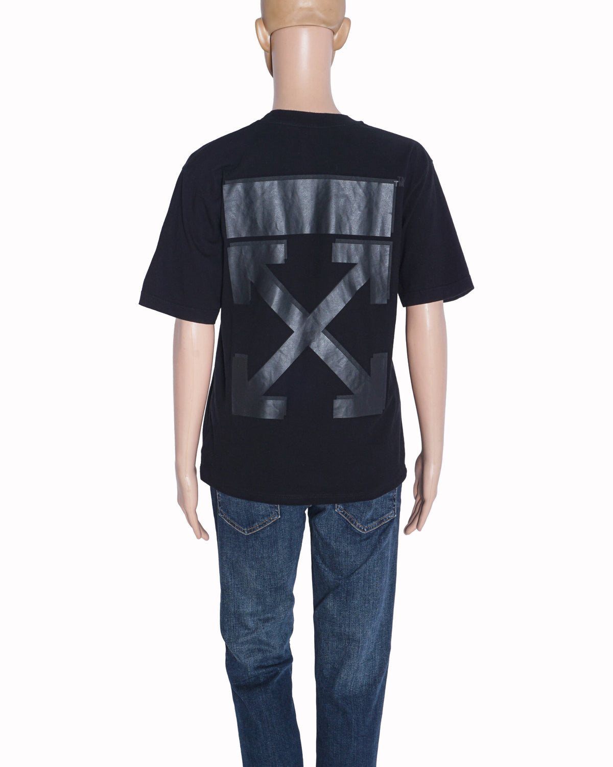 Off-White Black Cotton T-Shirt with Back Arrows Patch