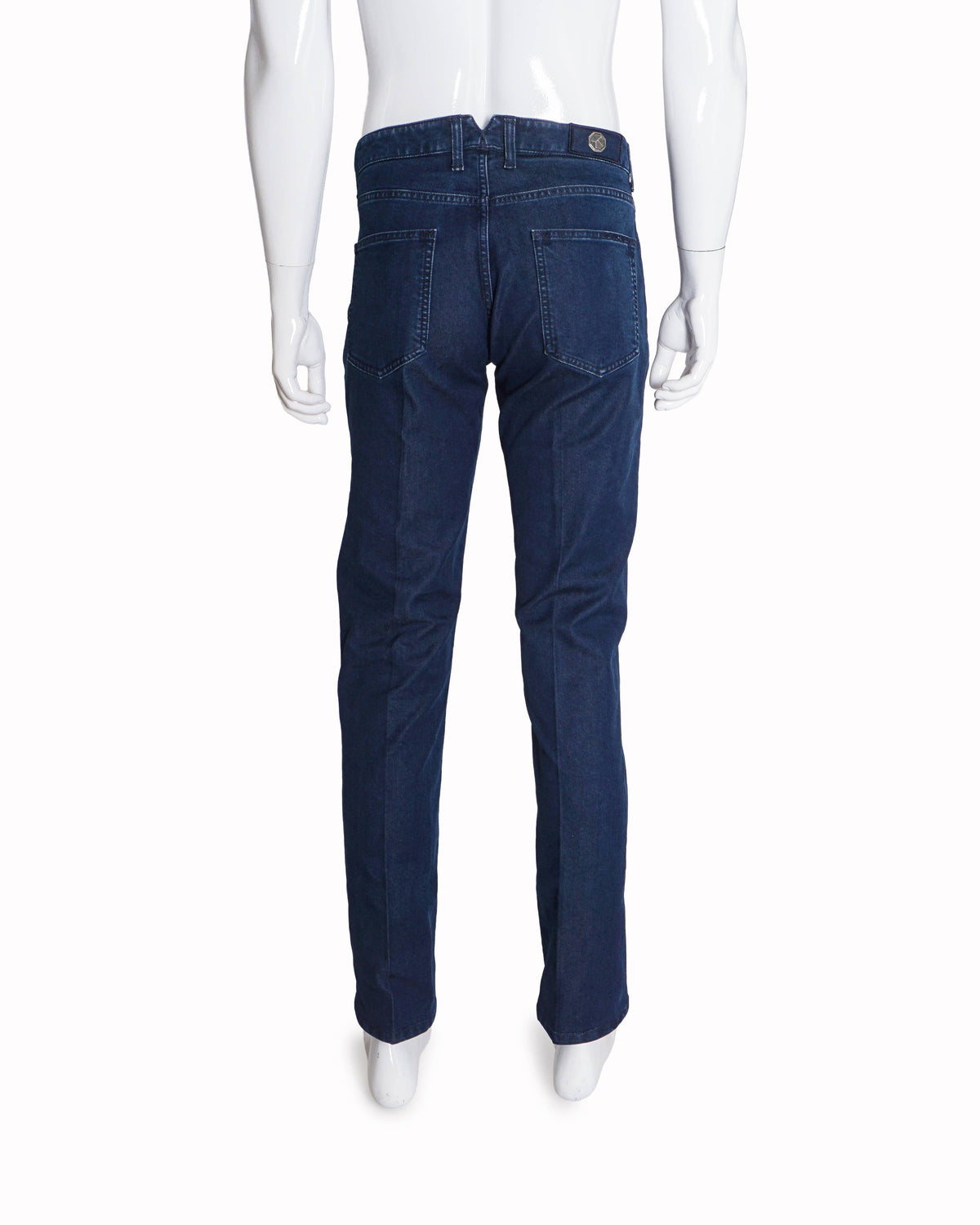 Stefano Ricci Men's Dark Blue Jeans with Octagonal Silver Plaque