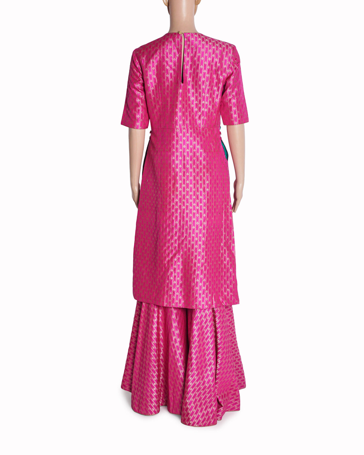 Raw Mango by Sanjay Garg Magenta Pink Brocade Zari Kurta Set
