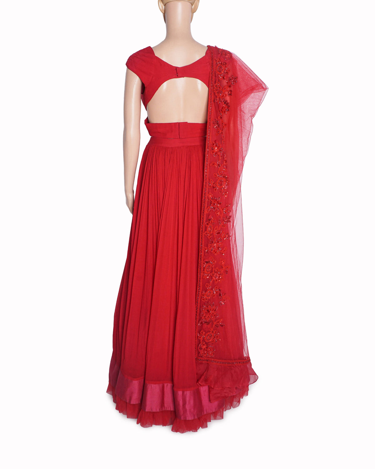 Ridhi Mehra Red Qaifa Embellished Pleated Lehenga Set
