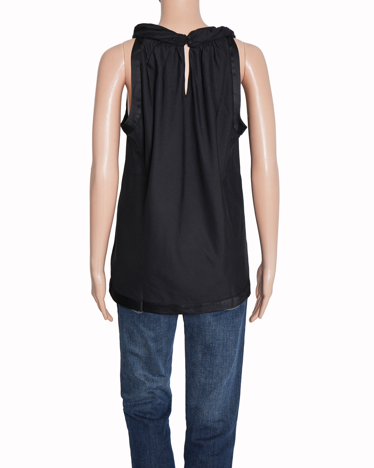 DKNY Black Sleeveless Twisted High-Neck Top