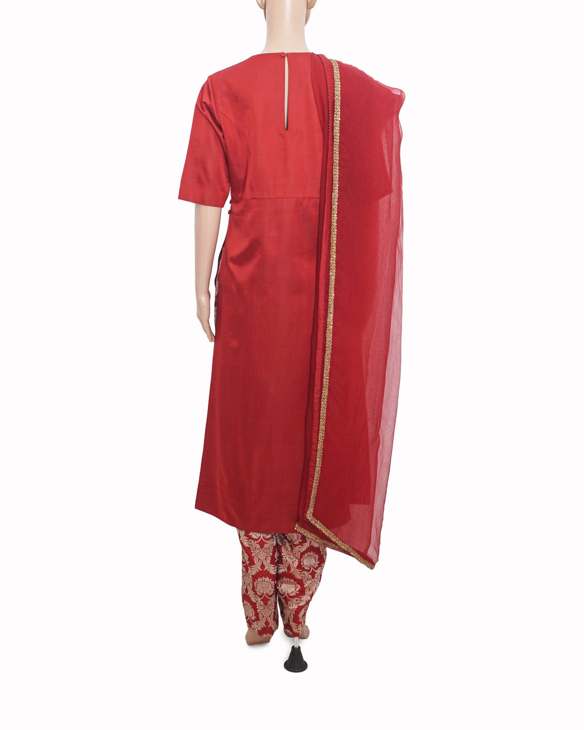 Raw Mango by Sanjay Garg Crimson Red & Gold Brocade Tunic Set
