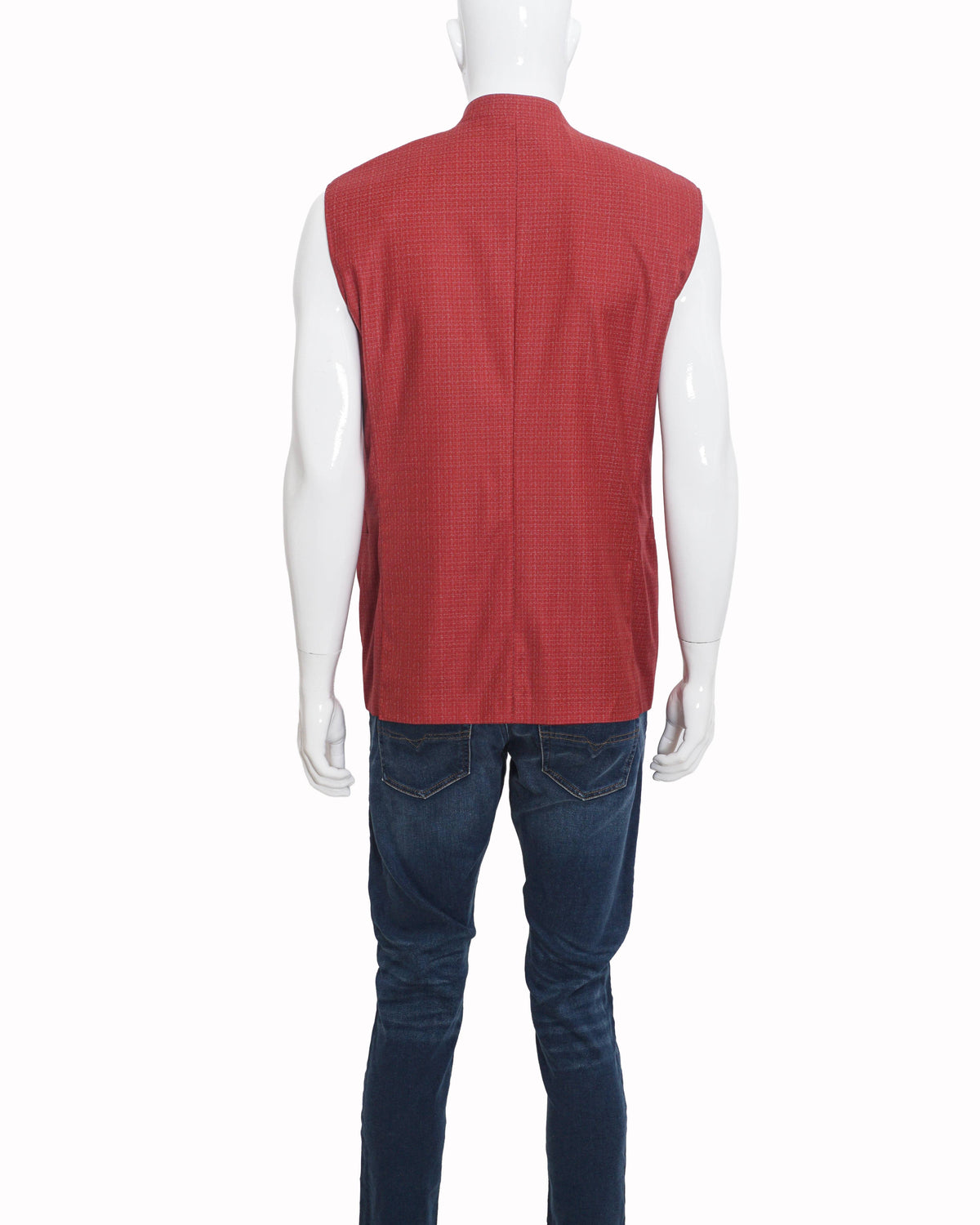 Canali Red Textured Summer Bundi Jacket