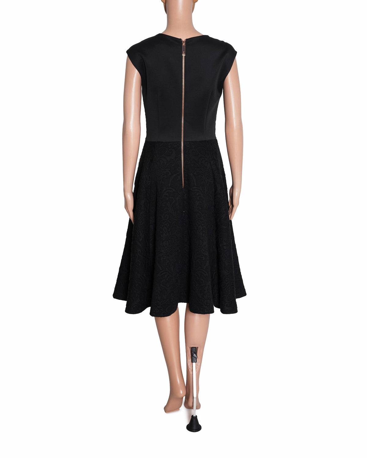 Ted Baker Black Floral Jacquard Sleeveless Fit-and-Flare Dress