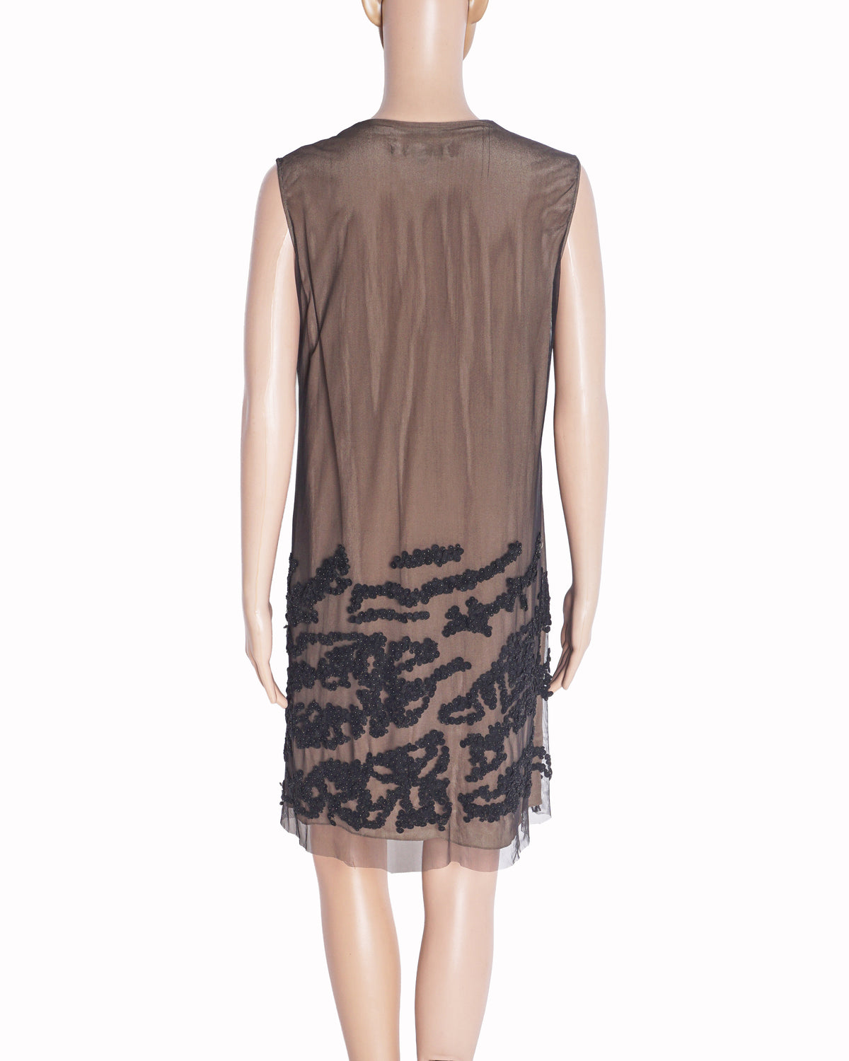 Rohit Gandhi & Rahul Khanna Taupe Beige Embroidered Cocktail Dress