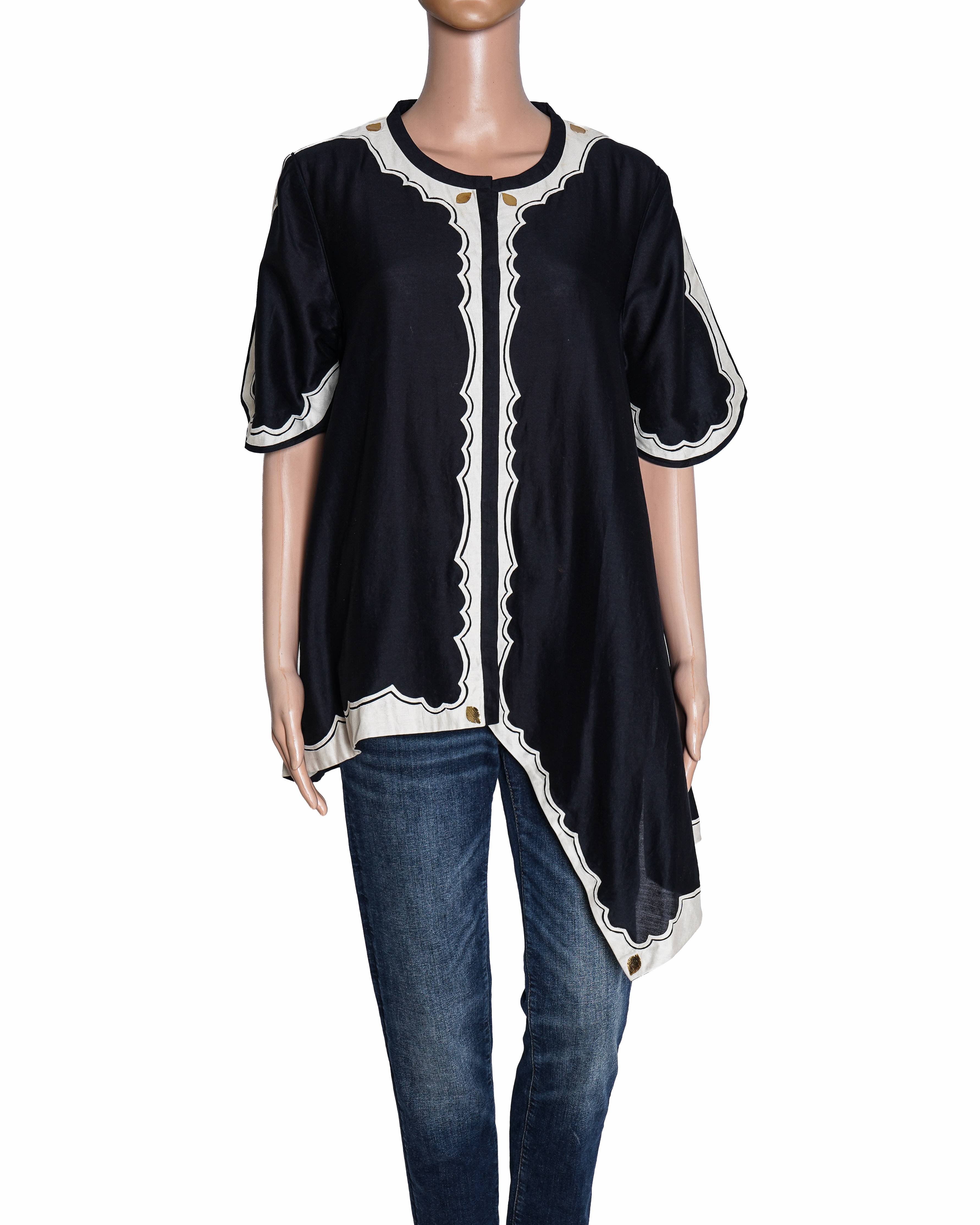 AMPM Black and Ivory Asymmetric Top