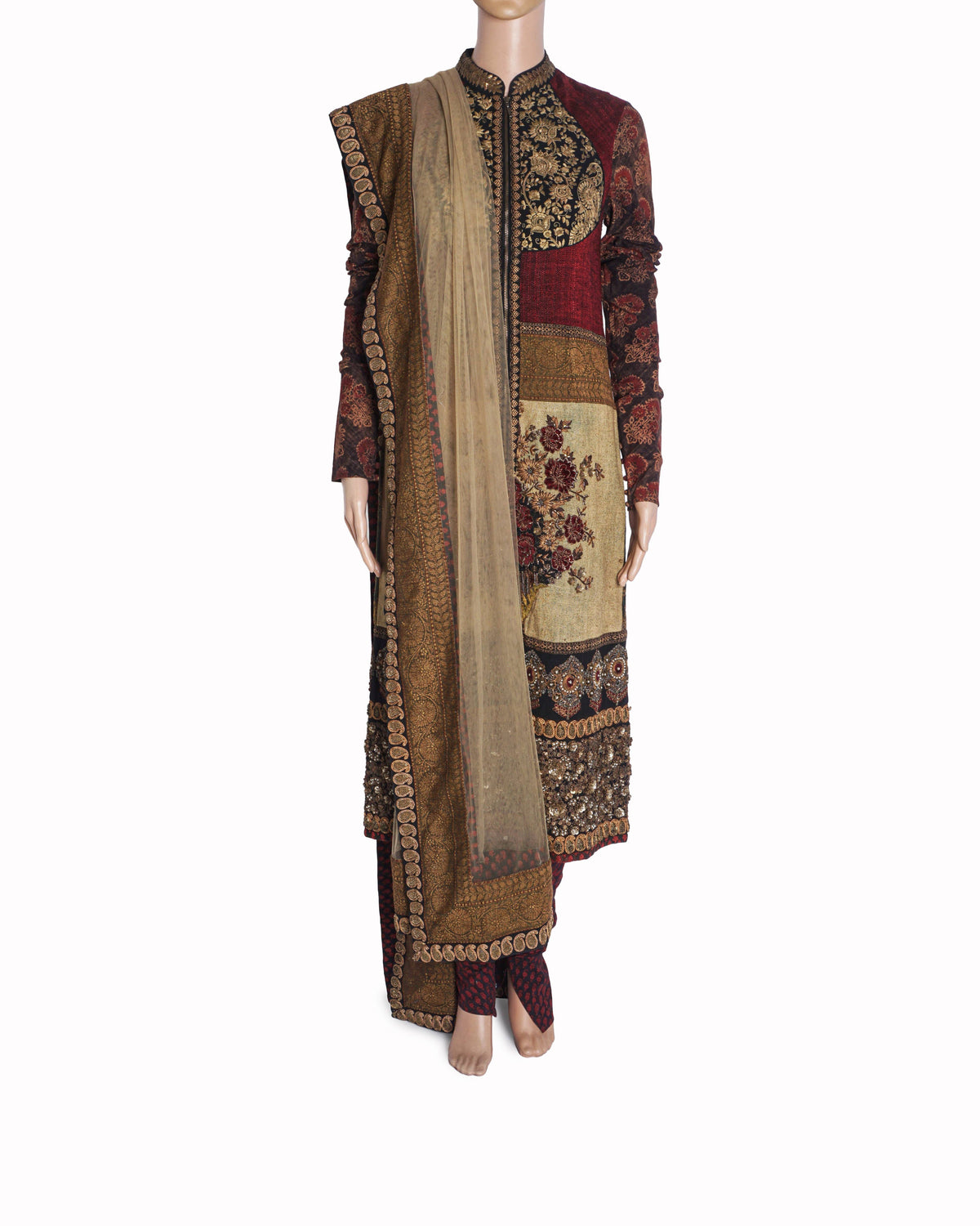 Sabyasachi Printed & Embroidered Tunic with Pants & Dupatta Set