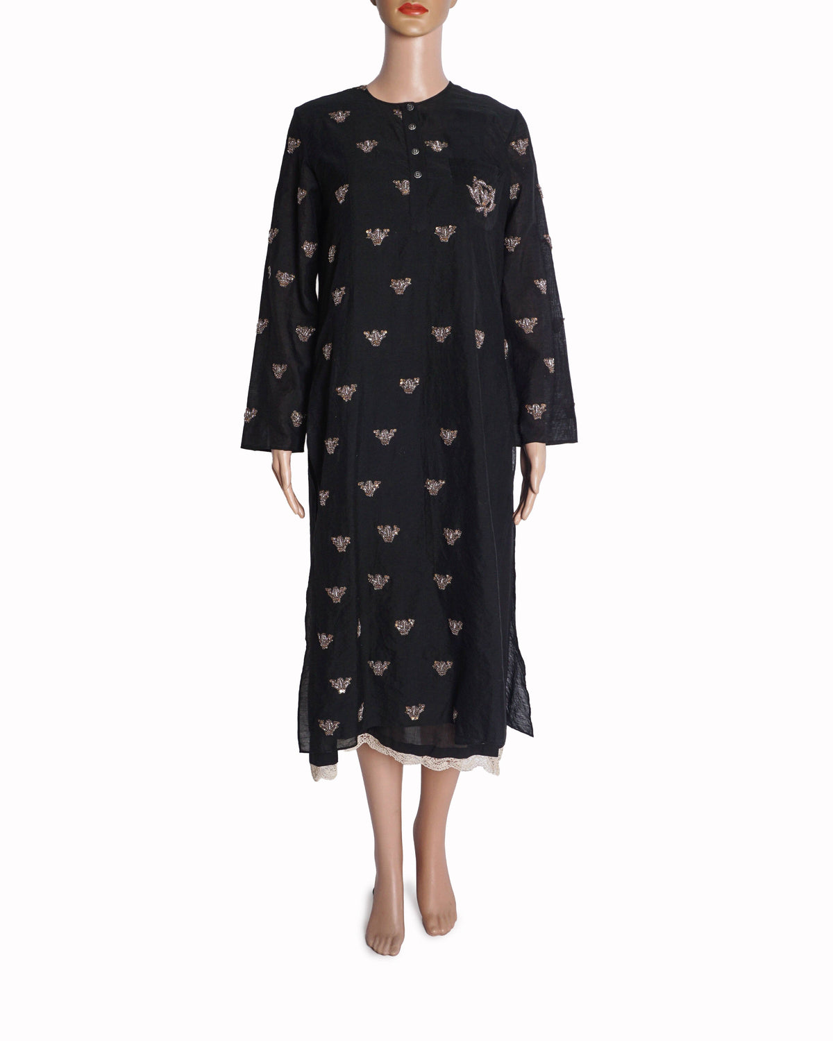 Anamika Khanna Black Metallic Embroidered Kurta Set