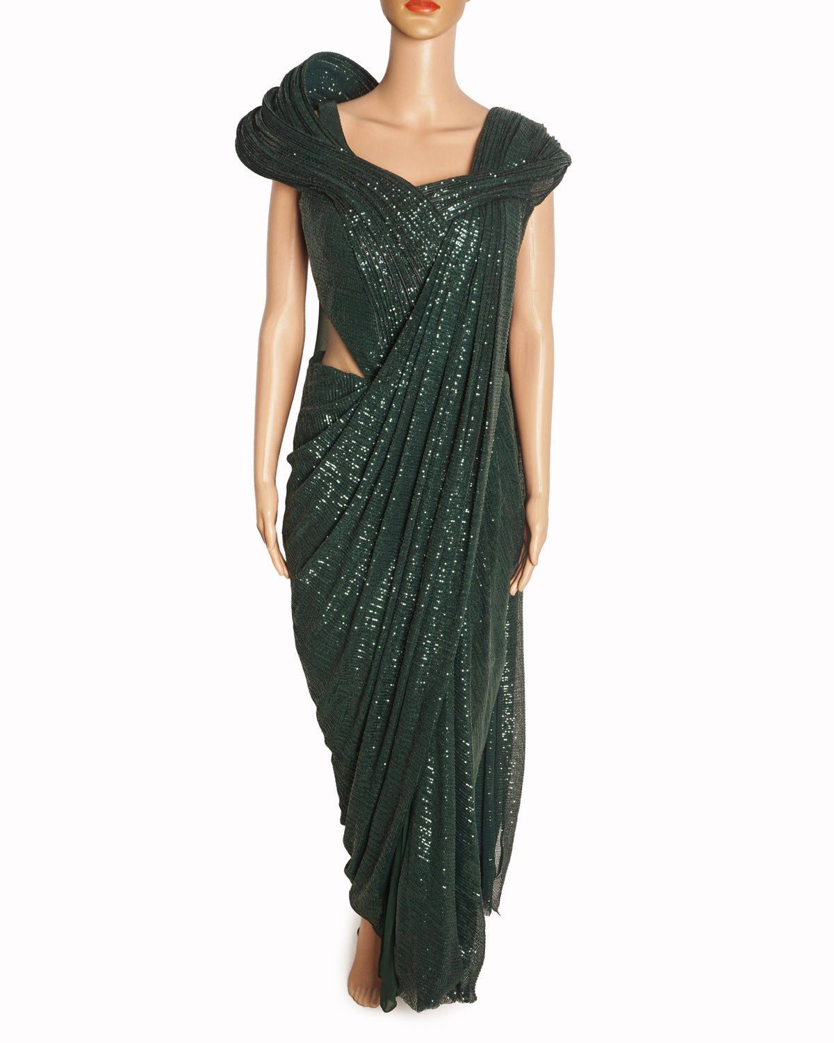 Gaurav Gupta Emerald Green Sequined Sculpted Gown