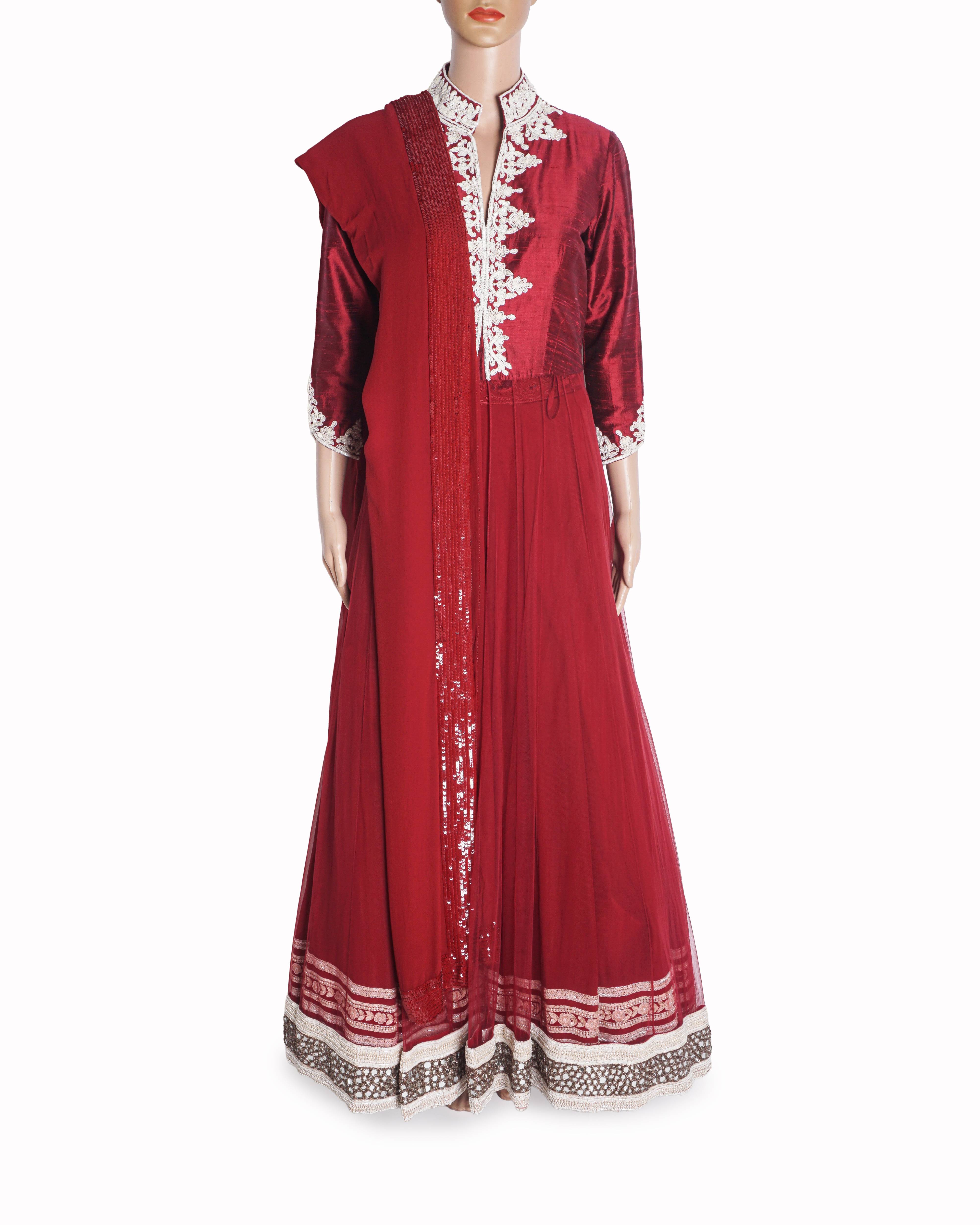 Manish Malhotra Red Jacket Style Lehenga Set