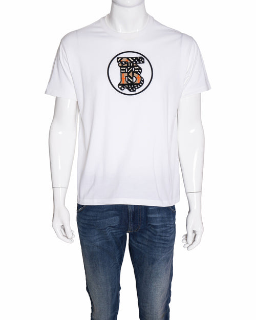 New Burberry White Graphic "B" Monogram Cotton T-Shirt