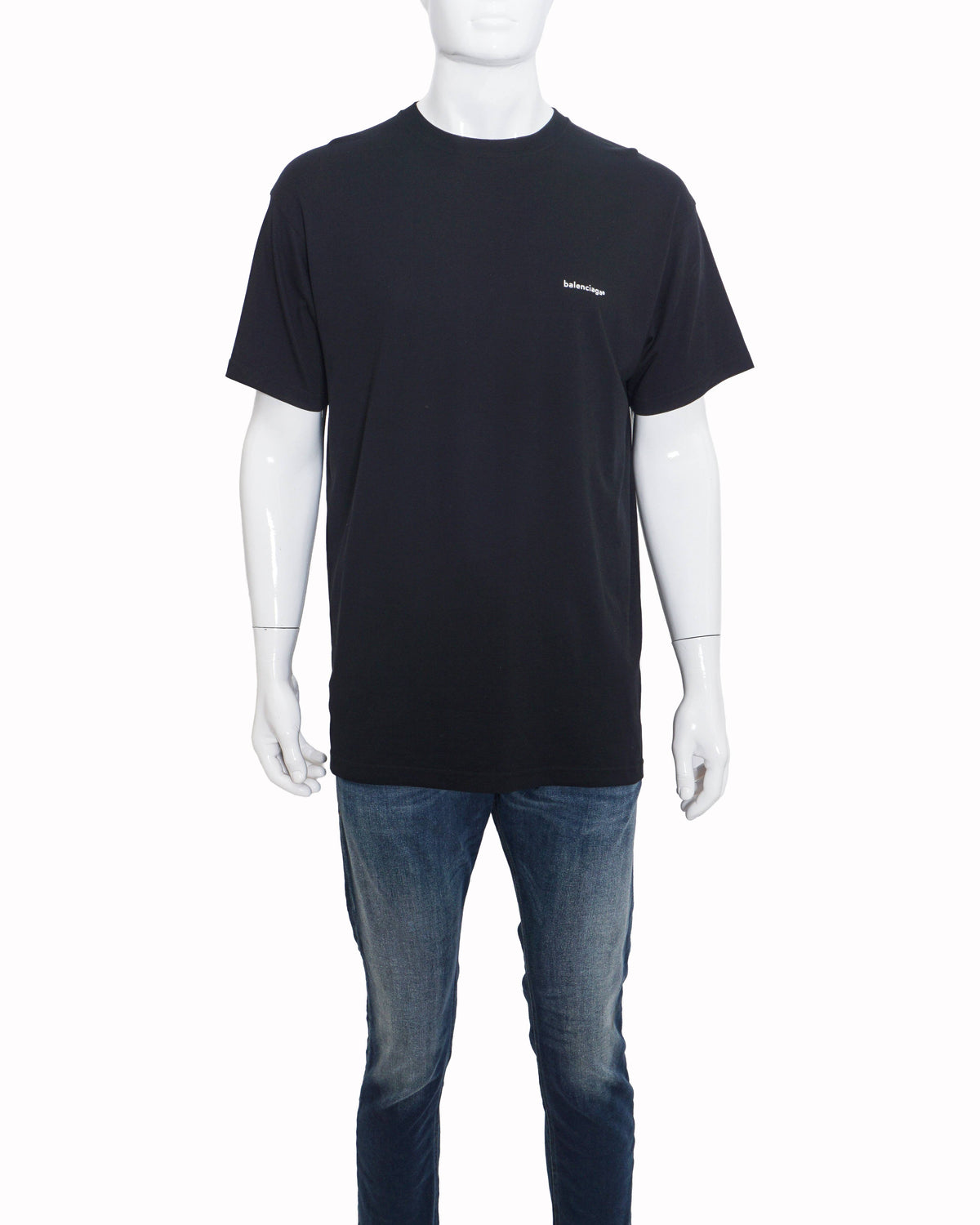 Balenciaga Black Cotton Left-Chest Logo Men's T-Shirt