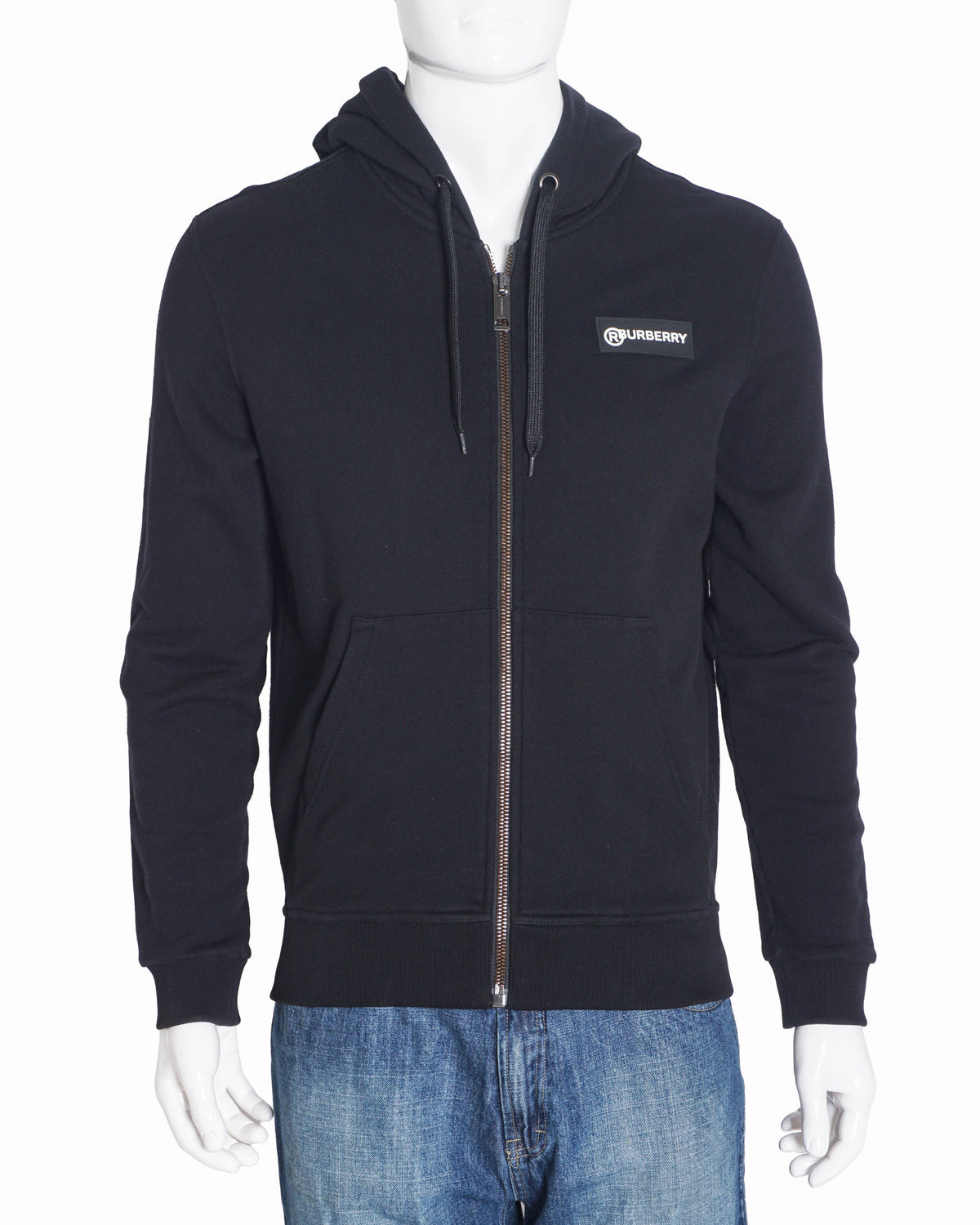 Burberry Black Vintage Check Logo Zip Hoodie