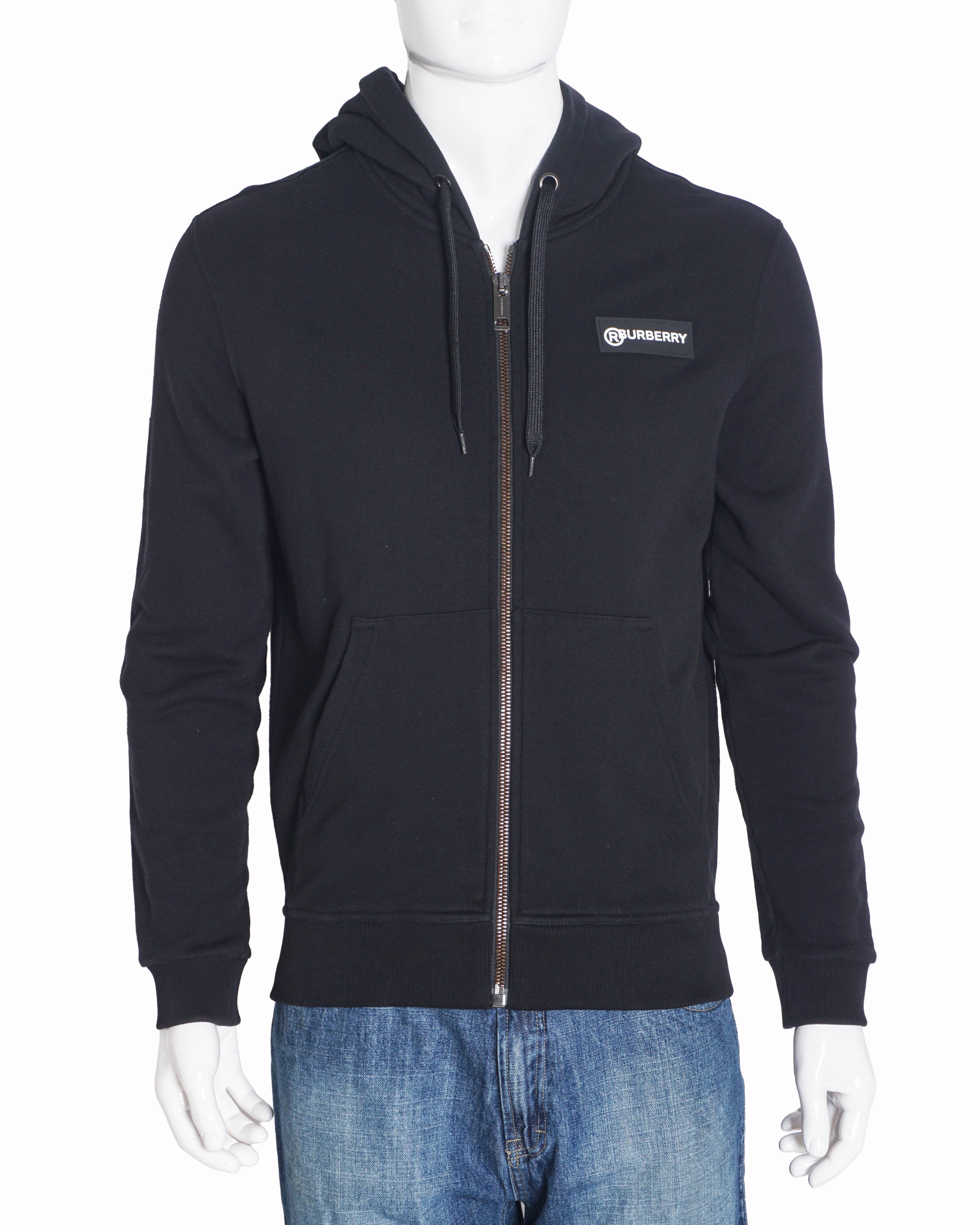 Burberry Black Vintage Check Logo Zip Hoodie