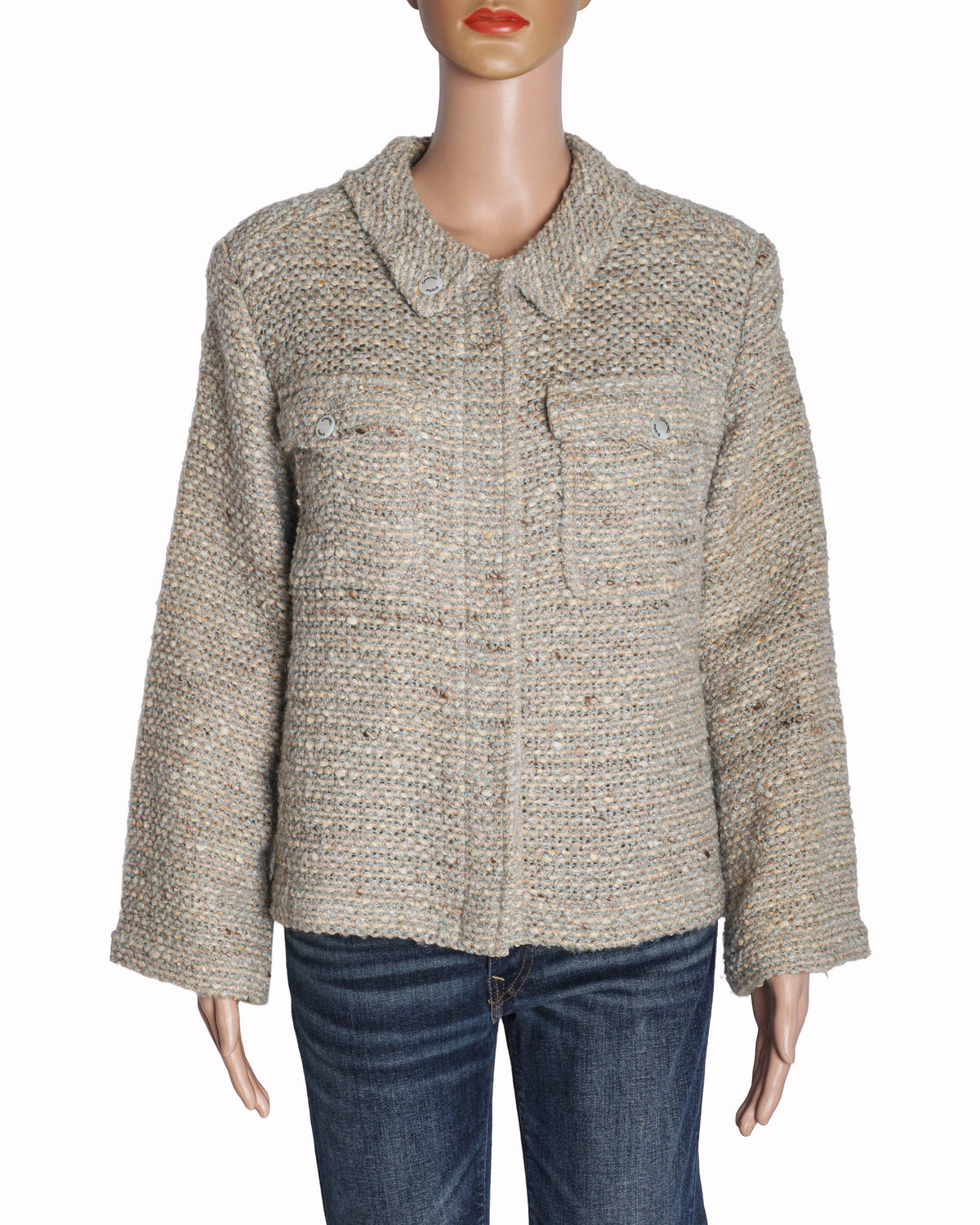 Chanel Cream & Beige Bouclé Tweed Pocket Jacket