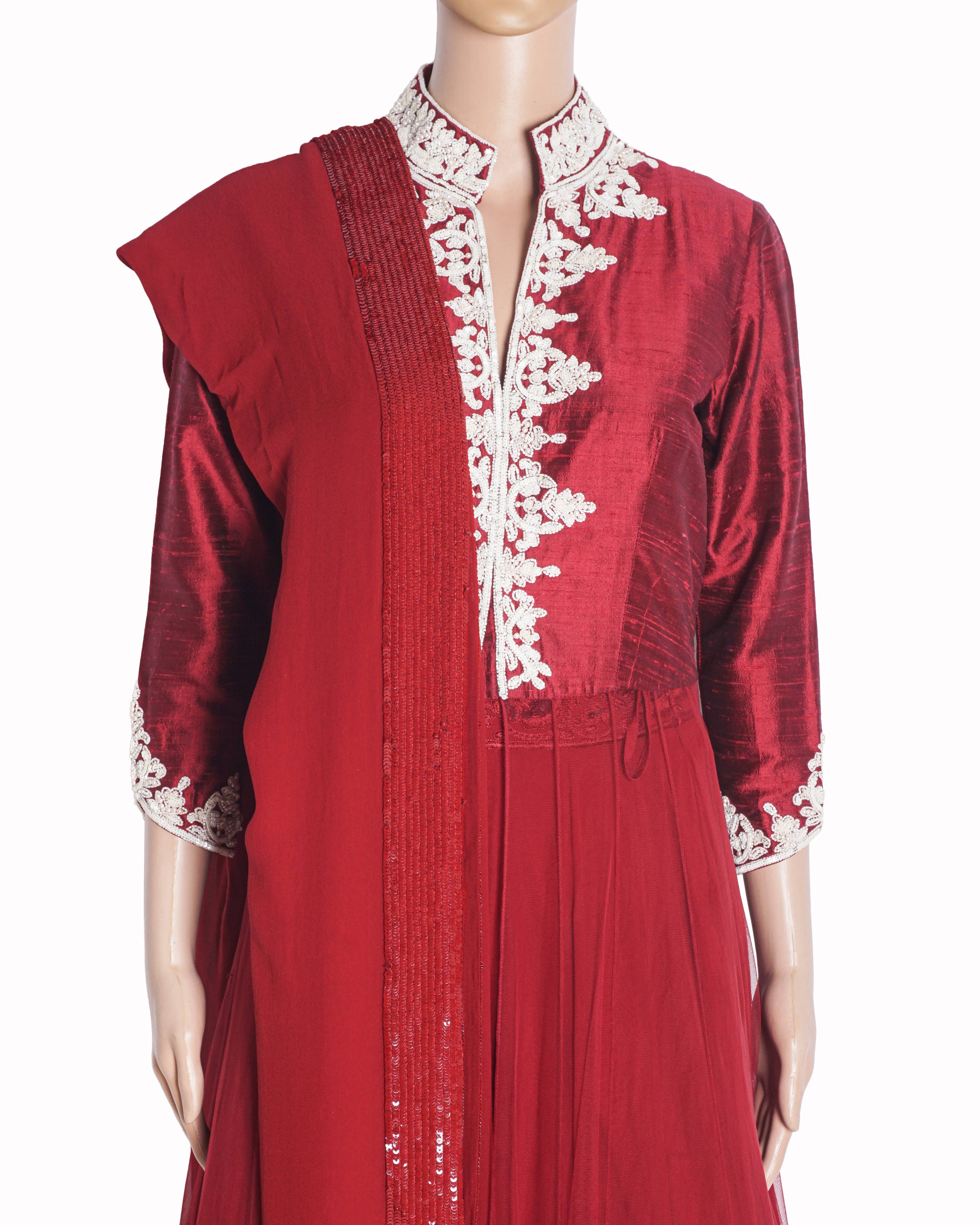 Manish Malhotra Red Jacket Style Lehenga Set