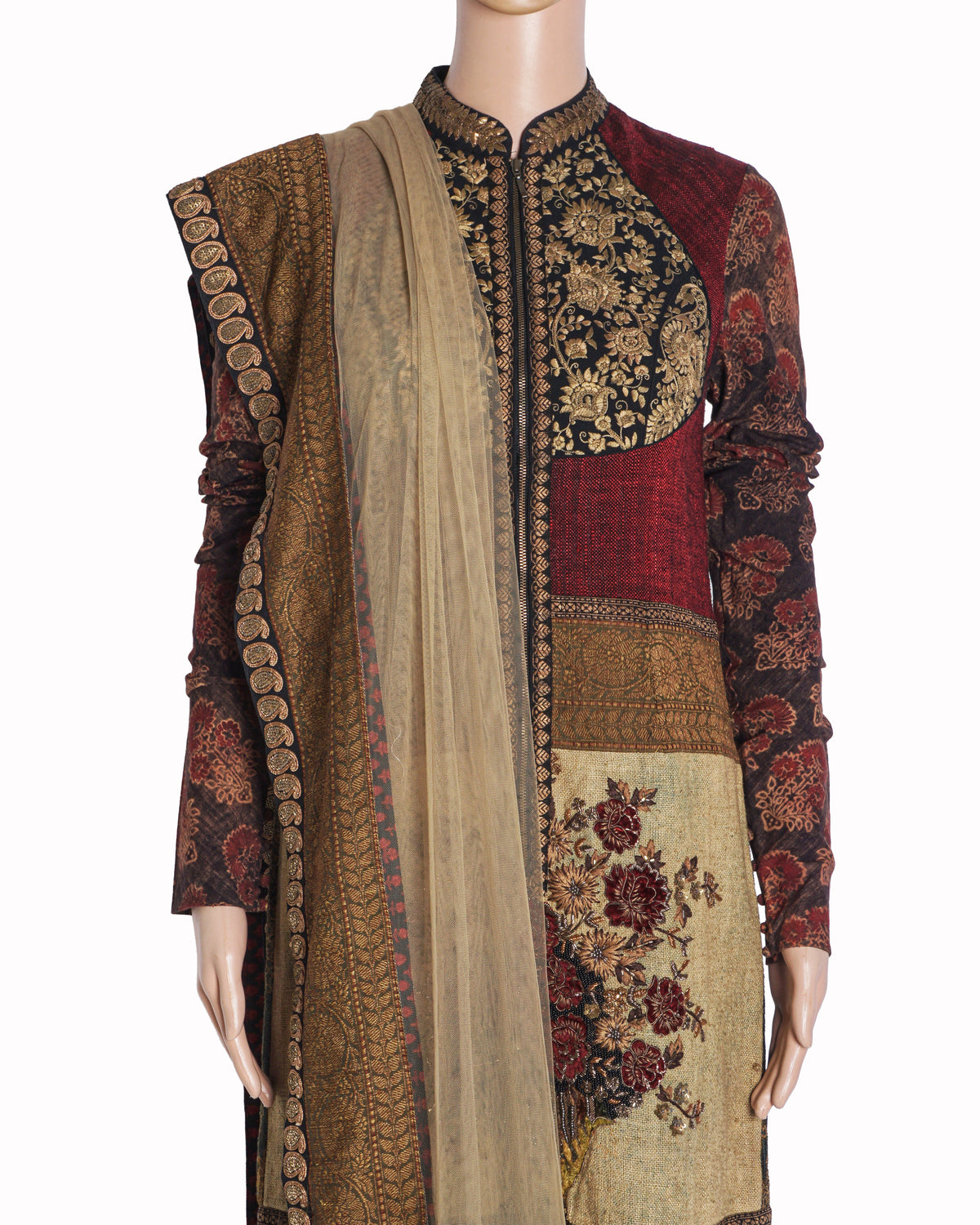 Sabyasachi Printed & Embroidered Tunic with Pants & Dupatta Set