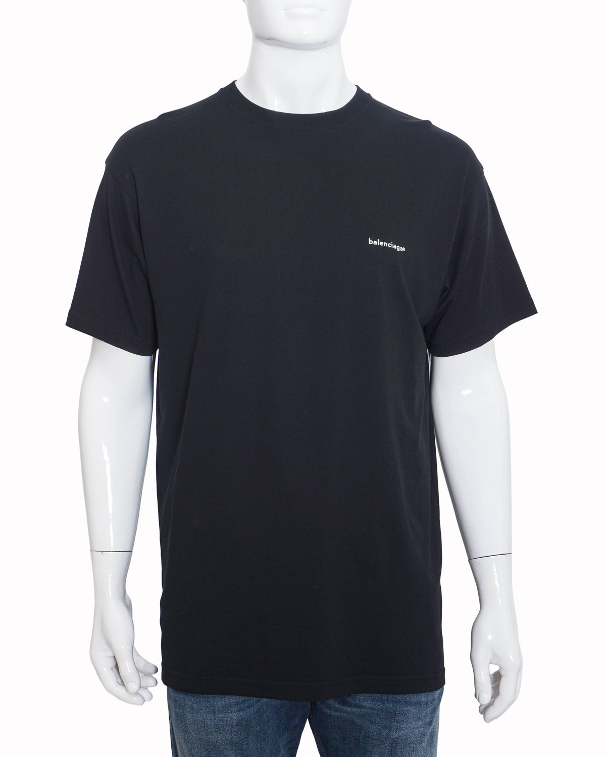 Balenciaga Black Cotton Left-Chest Logo Men's T-Shirt