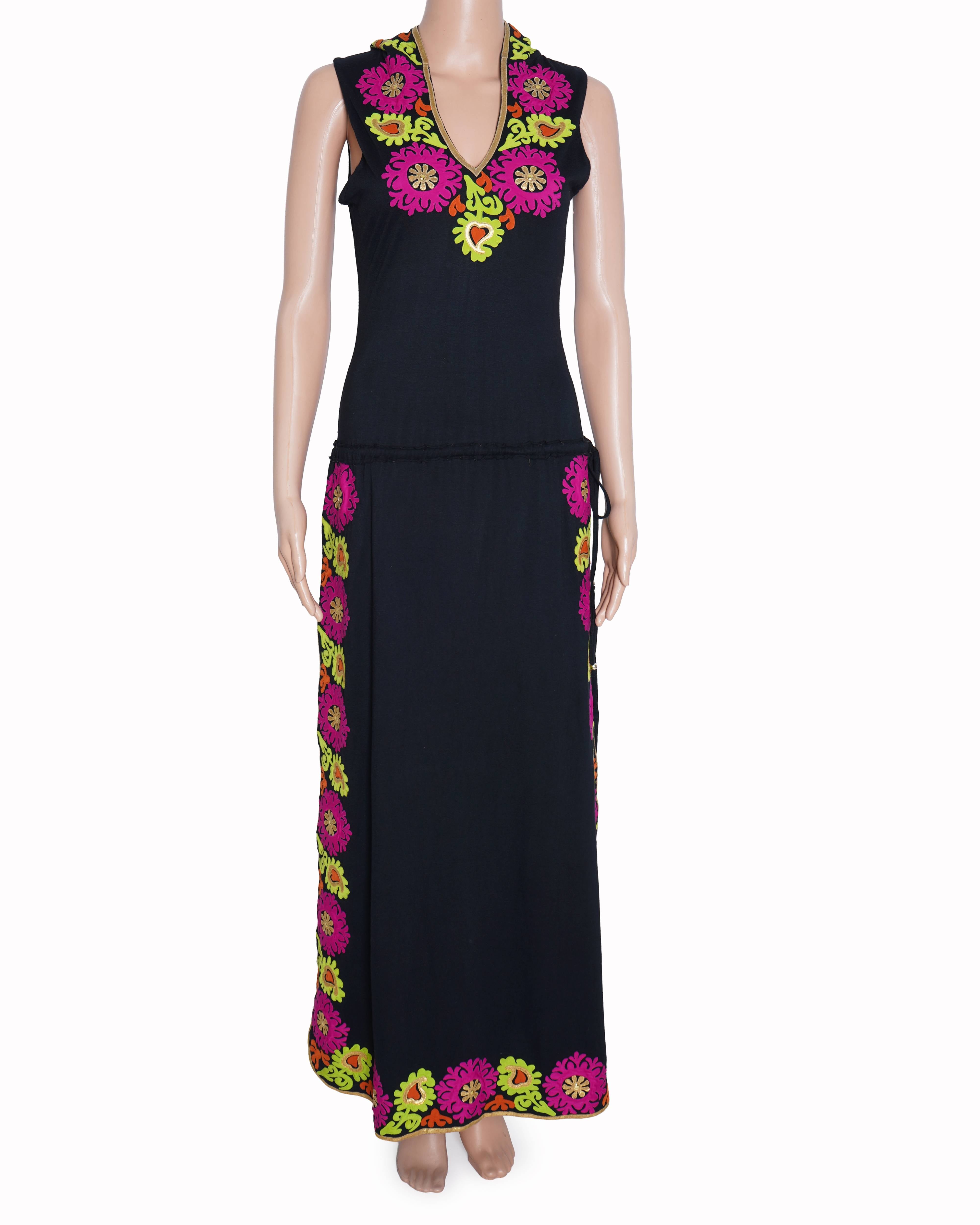 Vintage Malini Ramani floral halter neck dress