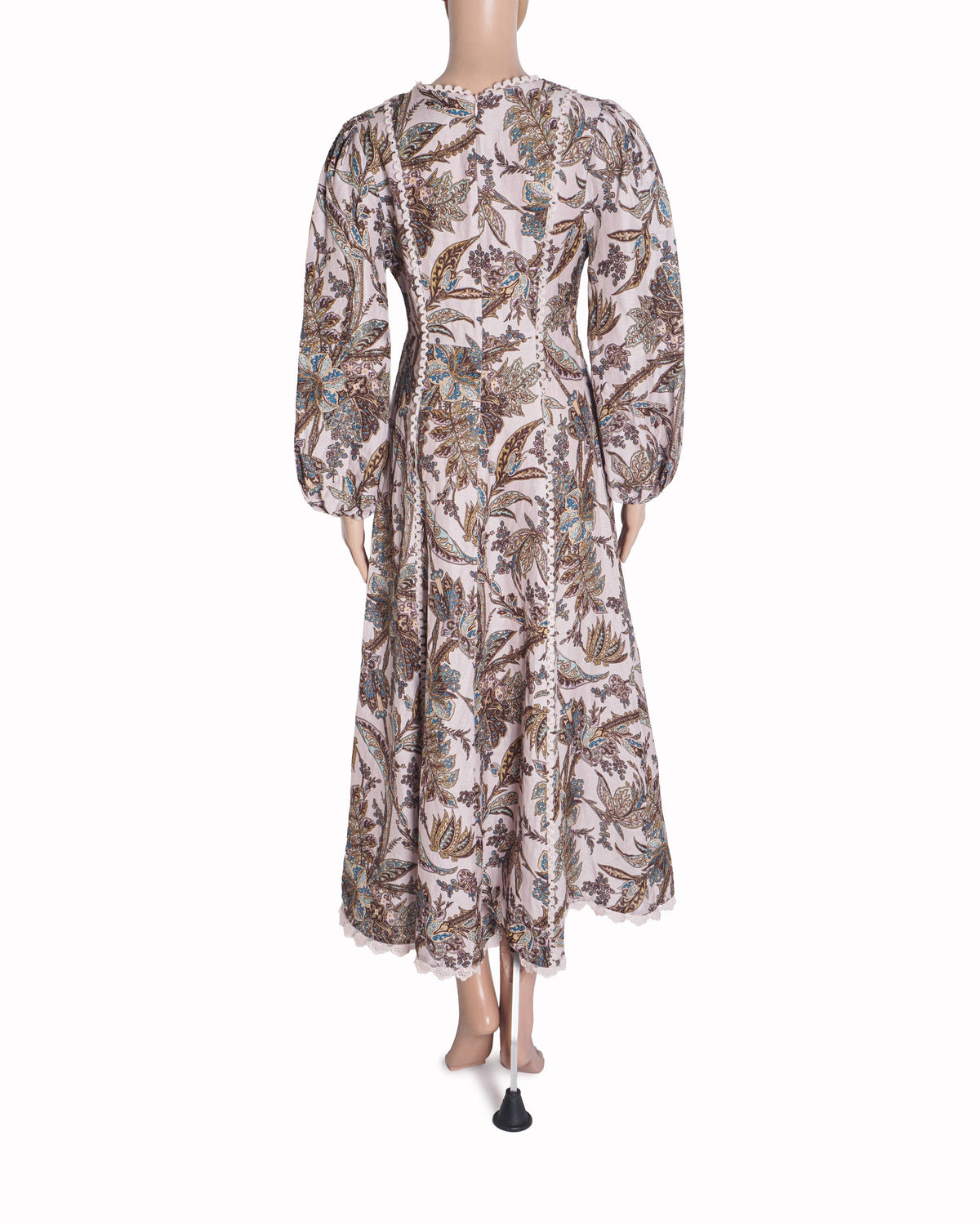 ALÉMAIS Estella Paisley Print V-Neck Linen Midi Dress