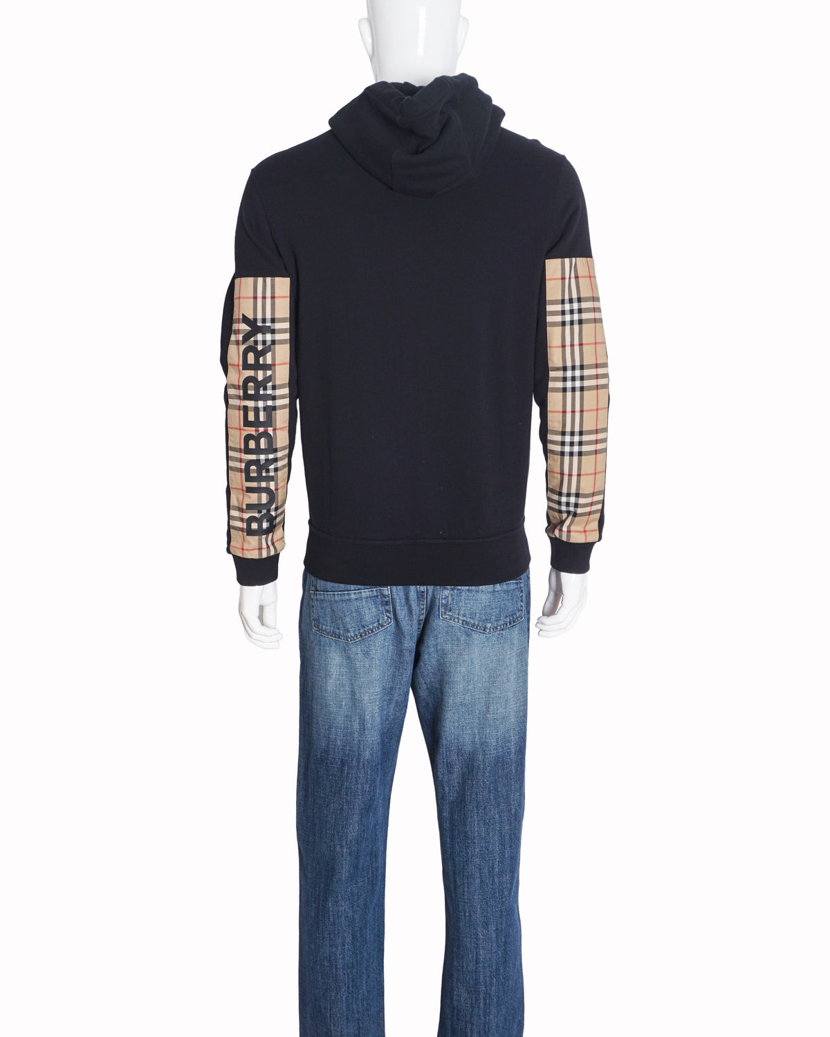 Burberry Black Vintage Check Logo Zip Hoodie
