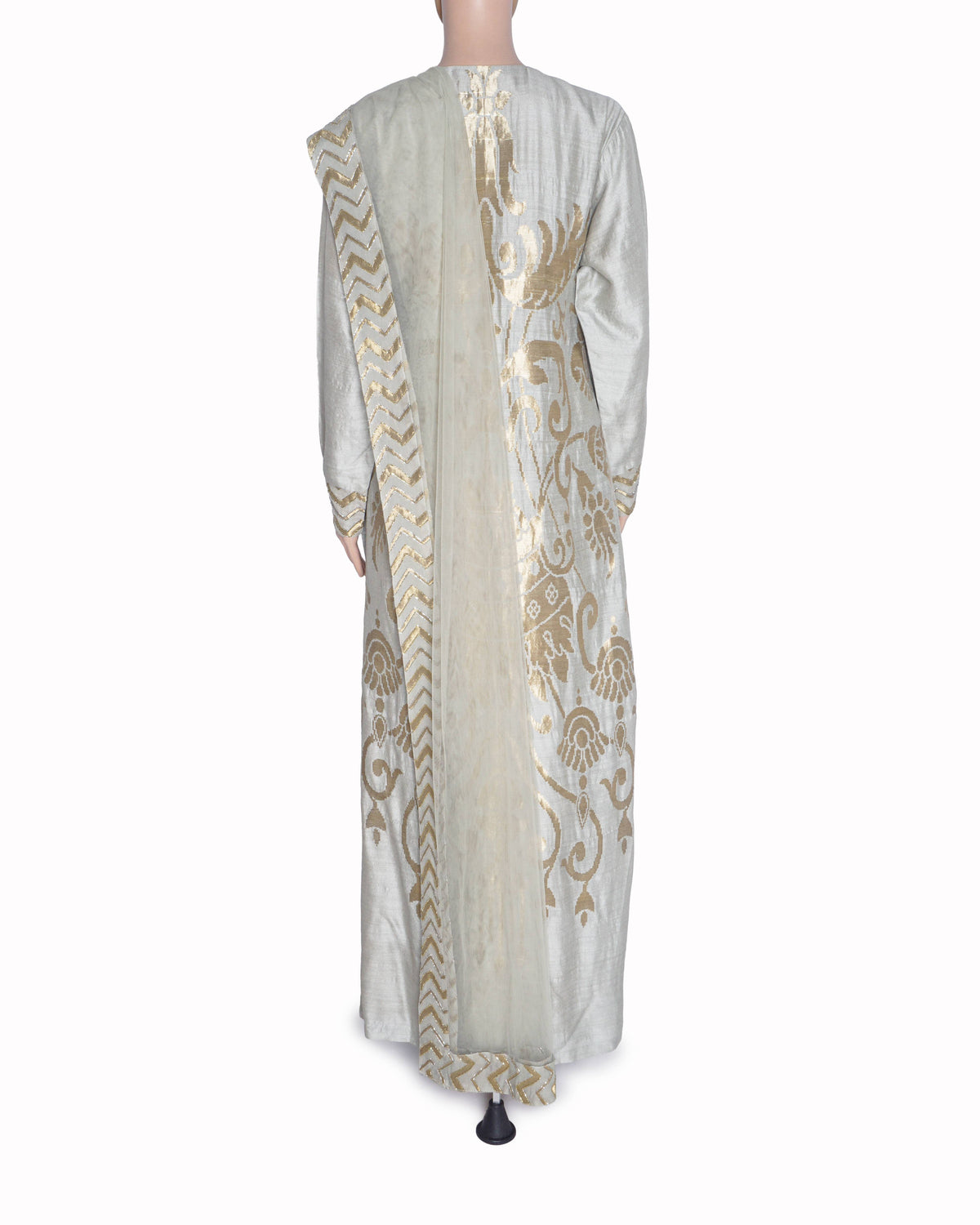 Neeta Lulla Grey and Gold Foil Print Angrakha Suit Set