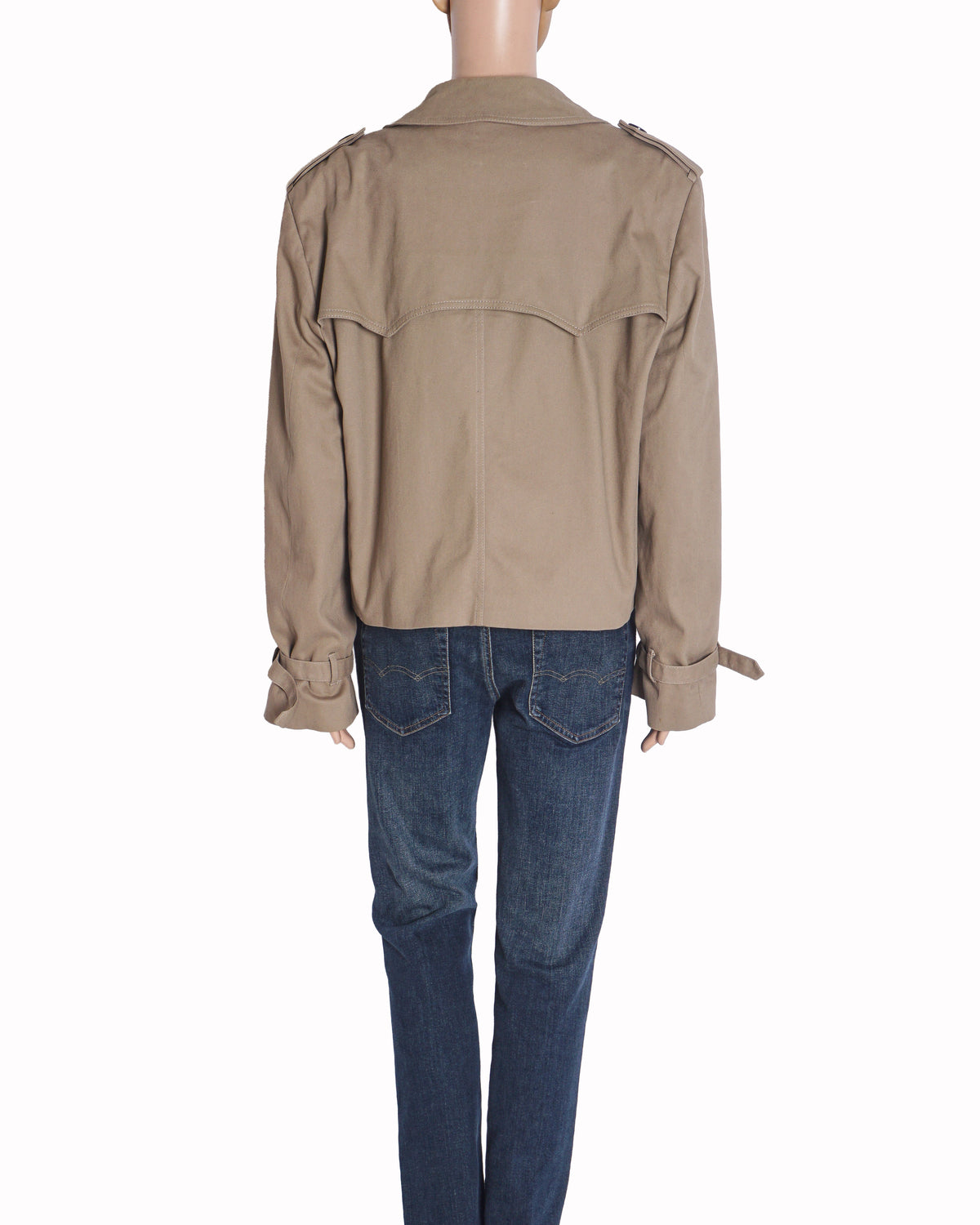 The Odder Side Turenne Short Trench Jacket in Beige