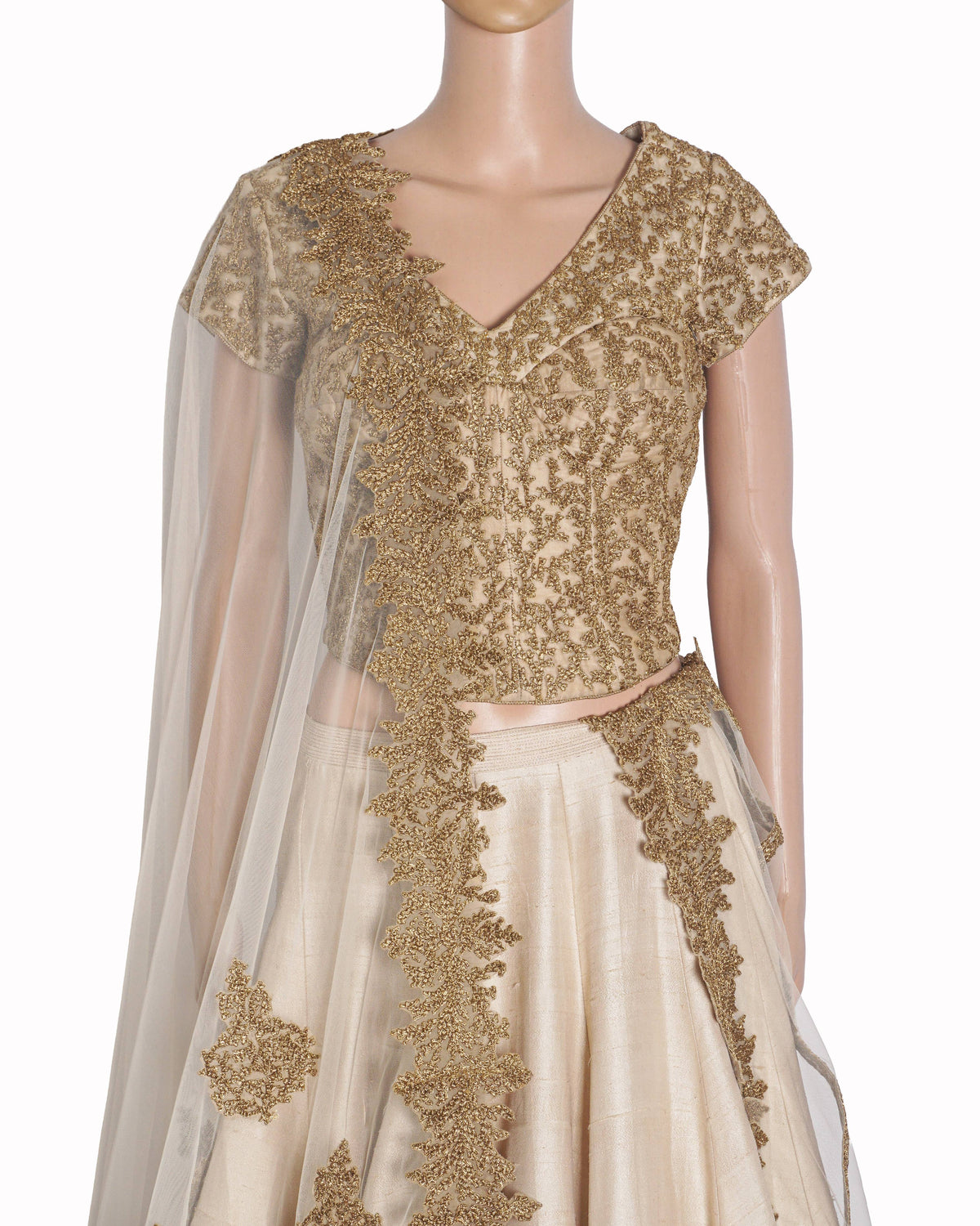 Shantanu & Nikhil Cream & Gold Embroidered Lehenga Set