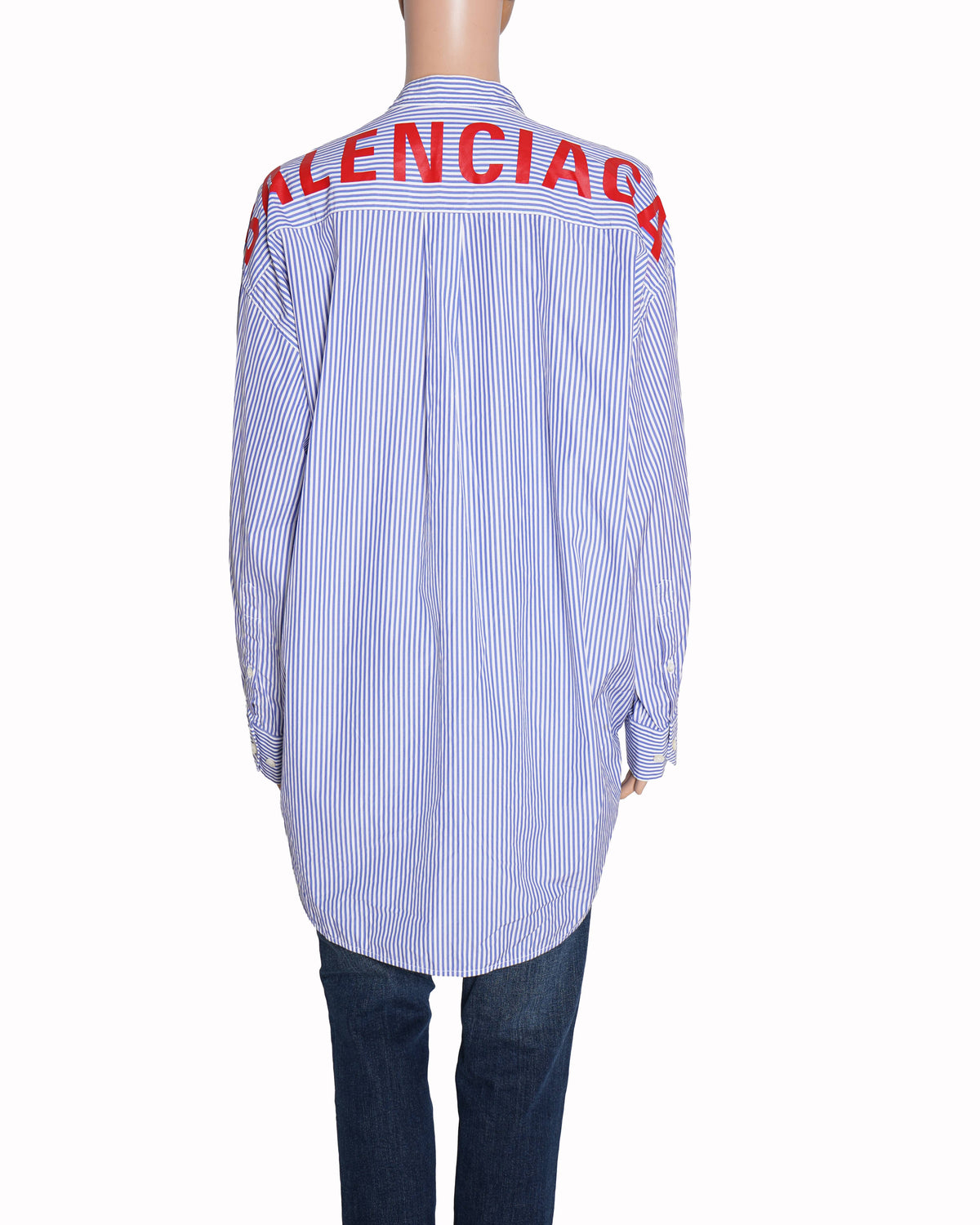 Balenciaga Bowtie Ribbon Long Sleeve Striped Tunic Shirt