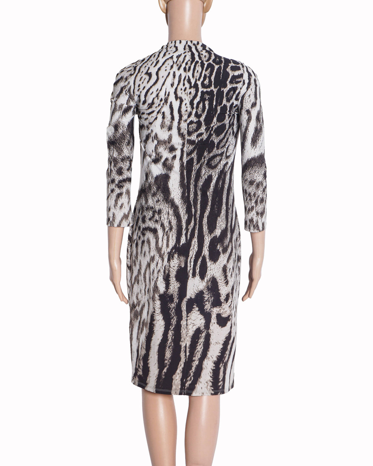 Roberto Cavalli Animal-Print Ruched Long-Sleeve Dress