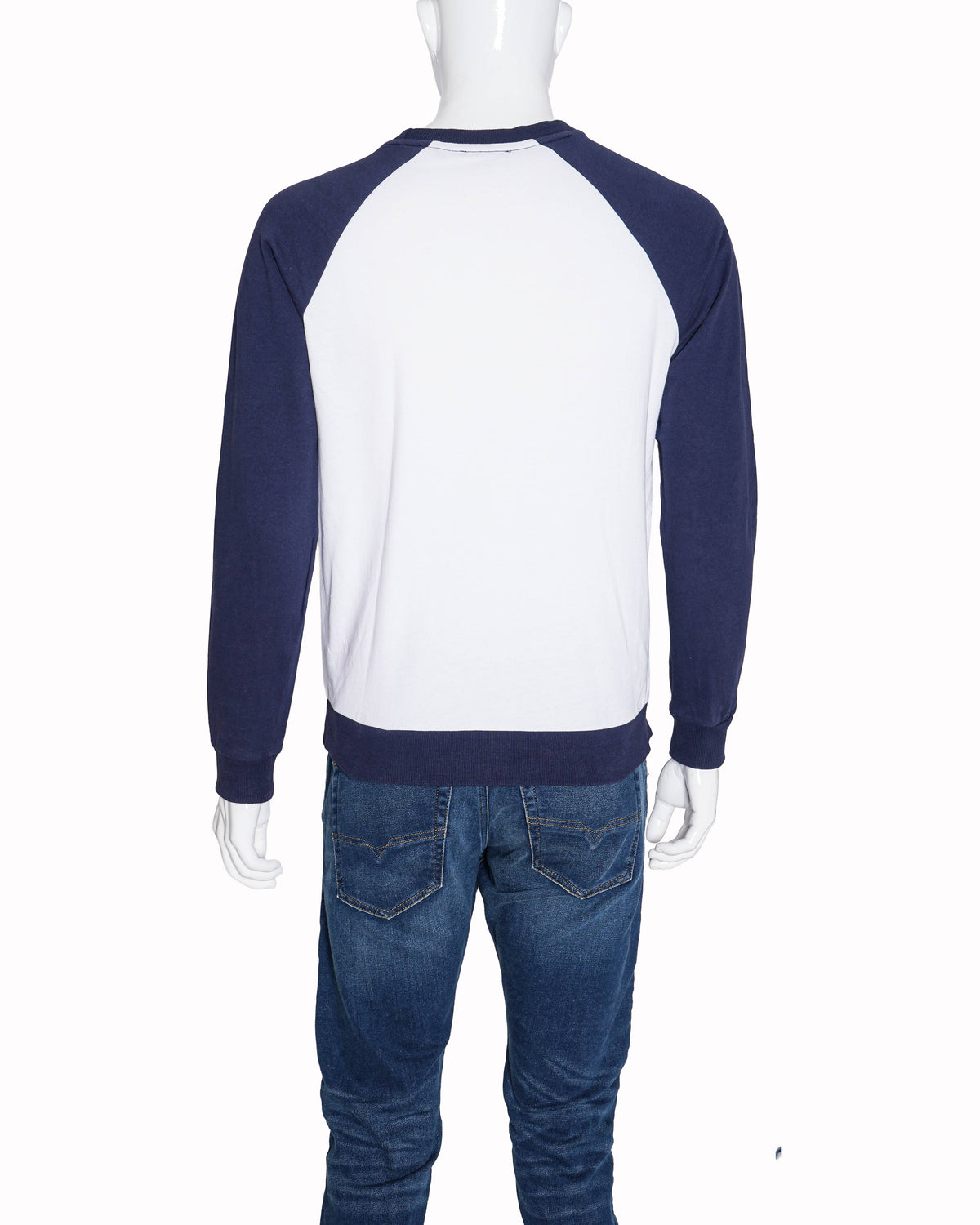 Balmain Paris Men's Navy & White Raglan Logo Pullover
