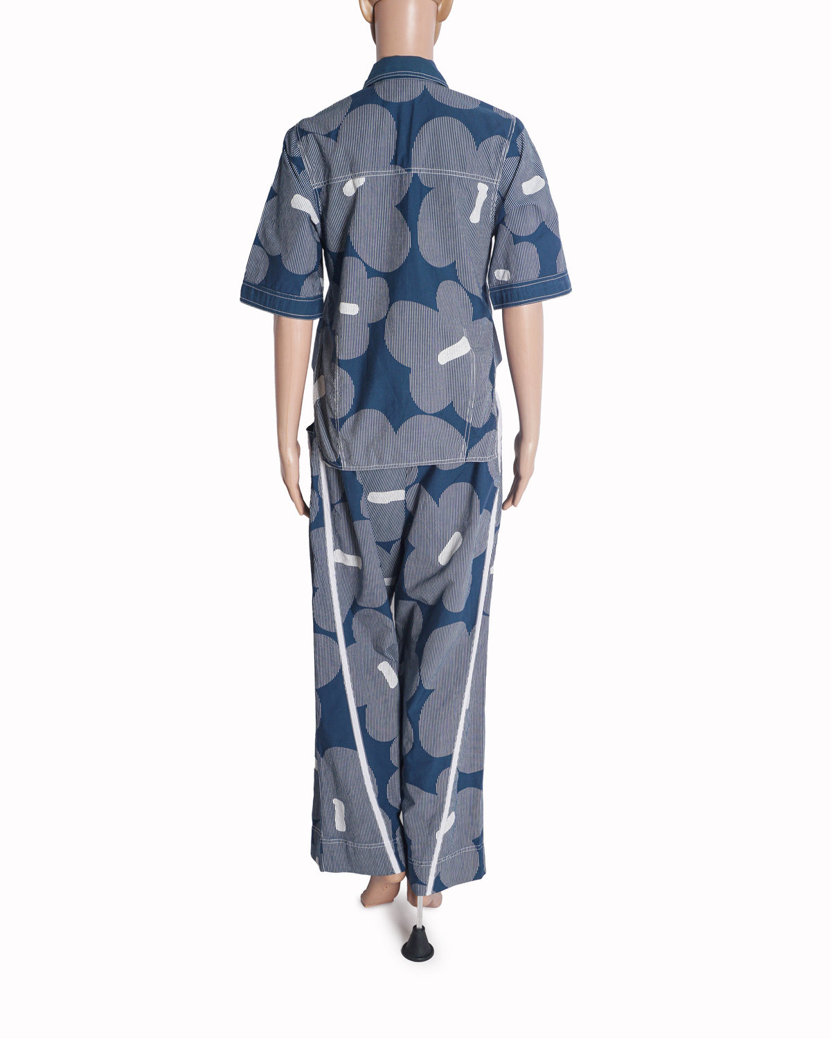 Lovebirds Blue & White Graphic Floral Striped Co-ord Set