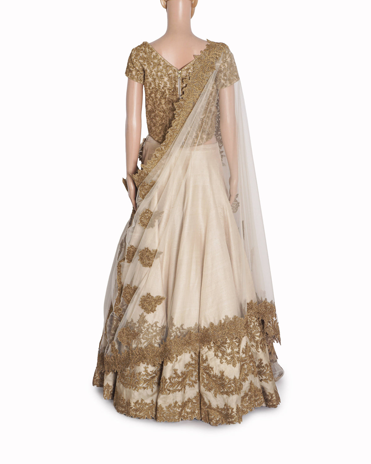 Shantanu & Nikhil Cream & Gold Embroidered Lehenga Set