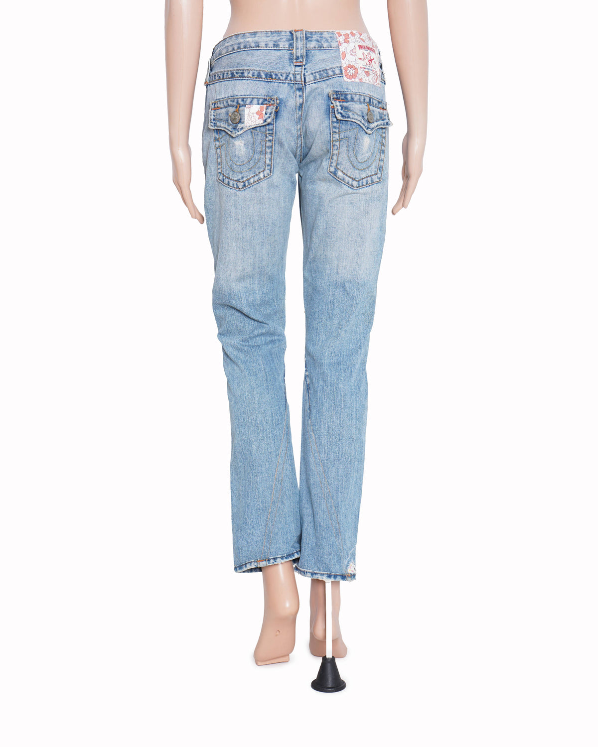 True Religion Acid wash blue ribbed Straight jeans