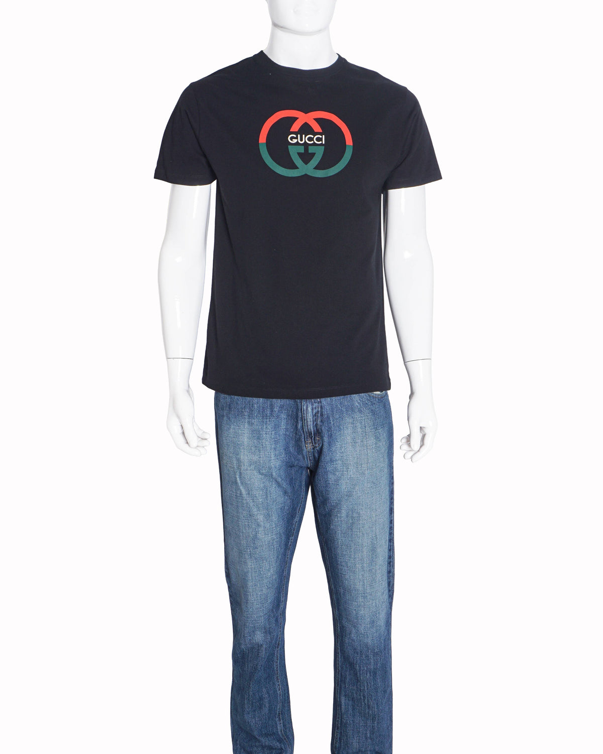 Gucci Black Interlocking GG Web Logo T-Shirt