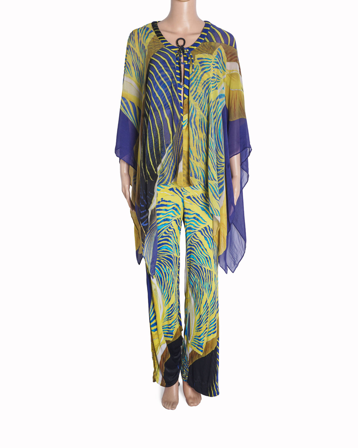 Roberto Cavalli Printed Sleeveless Jumpsuit With Silk Printed Poncho