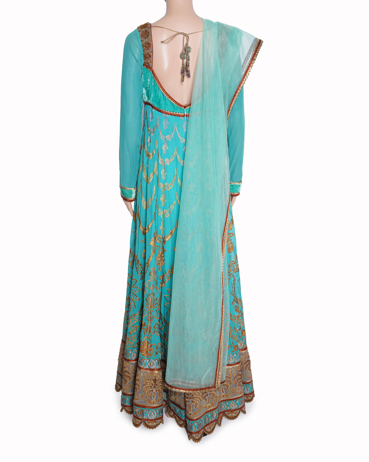 JJ valaya net teal anarkali set