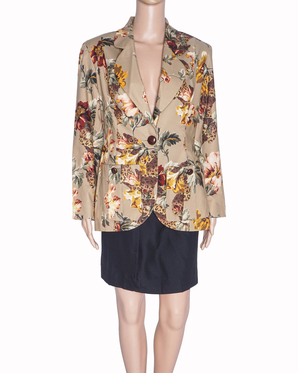 Zang Toi Floral and Leopard Print Blazer
