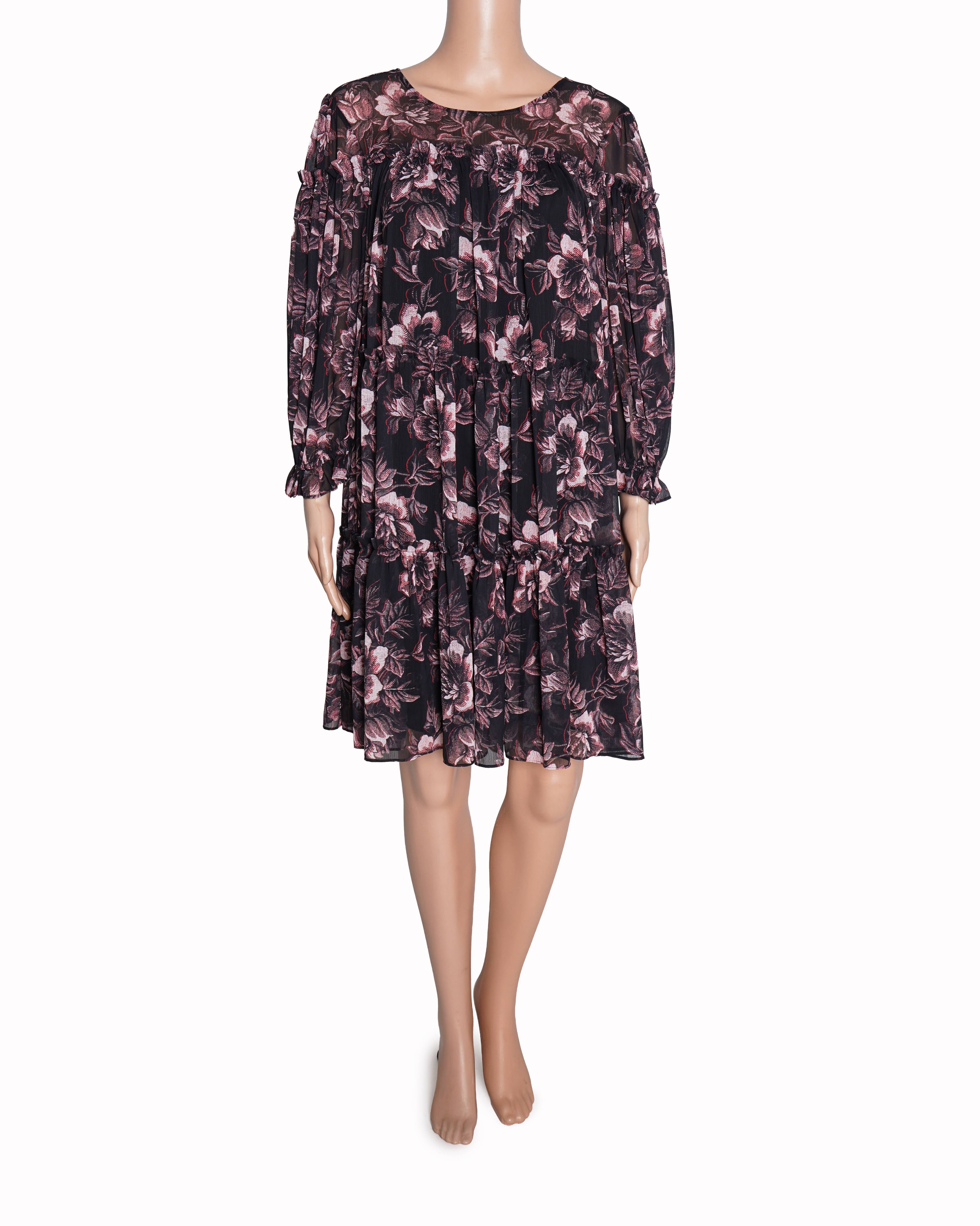 New Ted Baker Barnabe Tiered Printed Mini Swing Dress