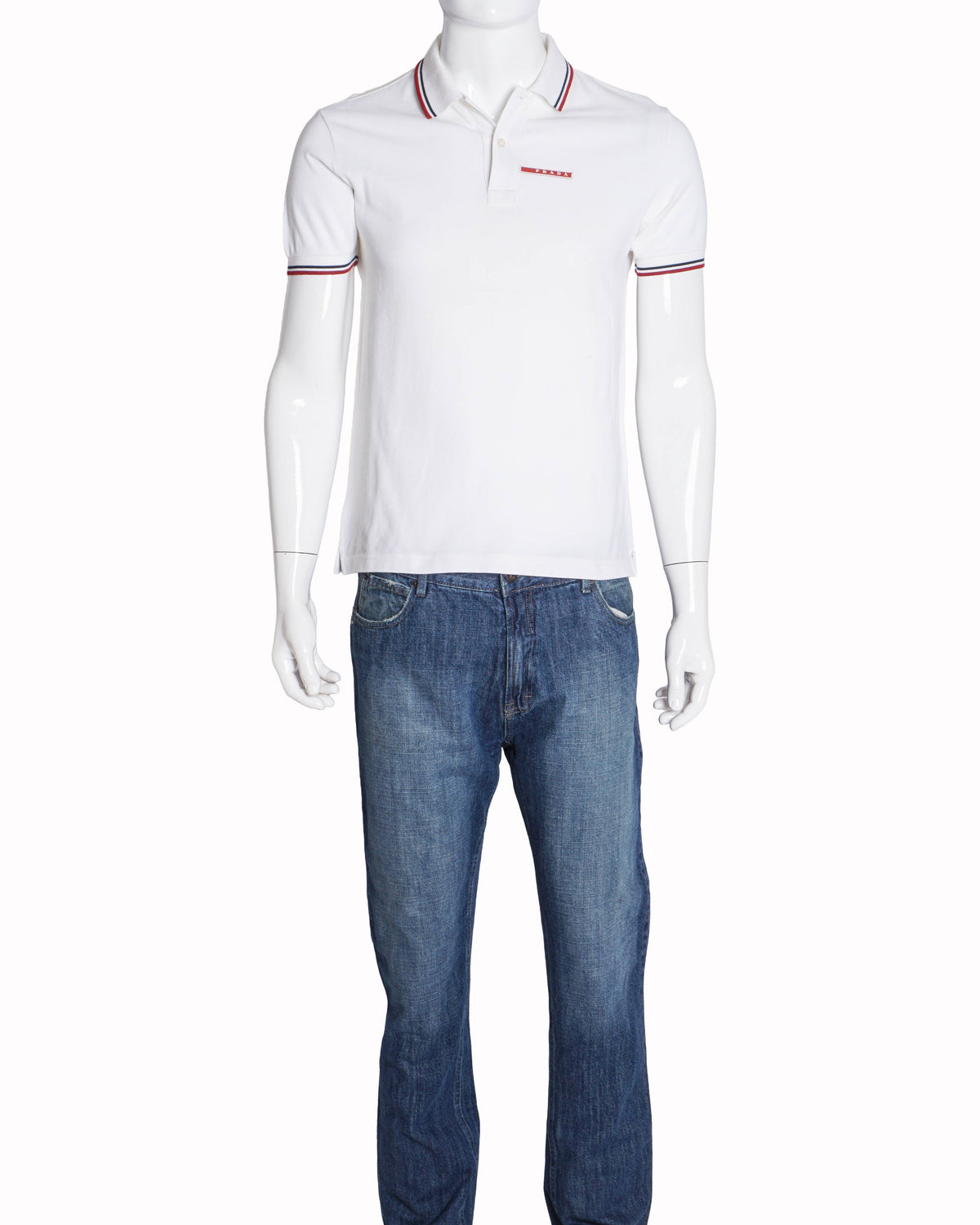 Prada White Short Sleeve Polo T-Shirt